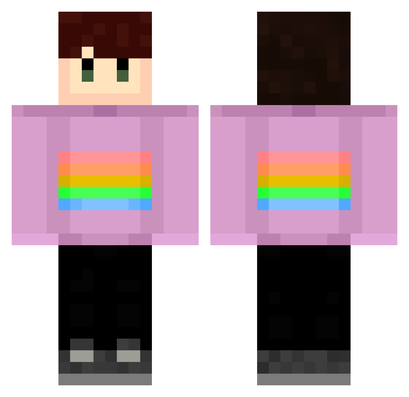 Theatrickzs Minecraft skin, front and back view