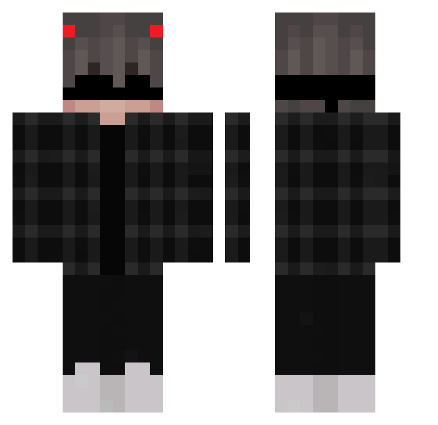 Zxynx Minecraft skin, front and back view