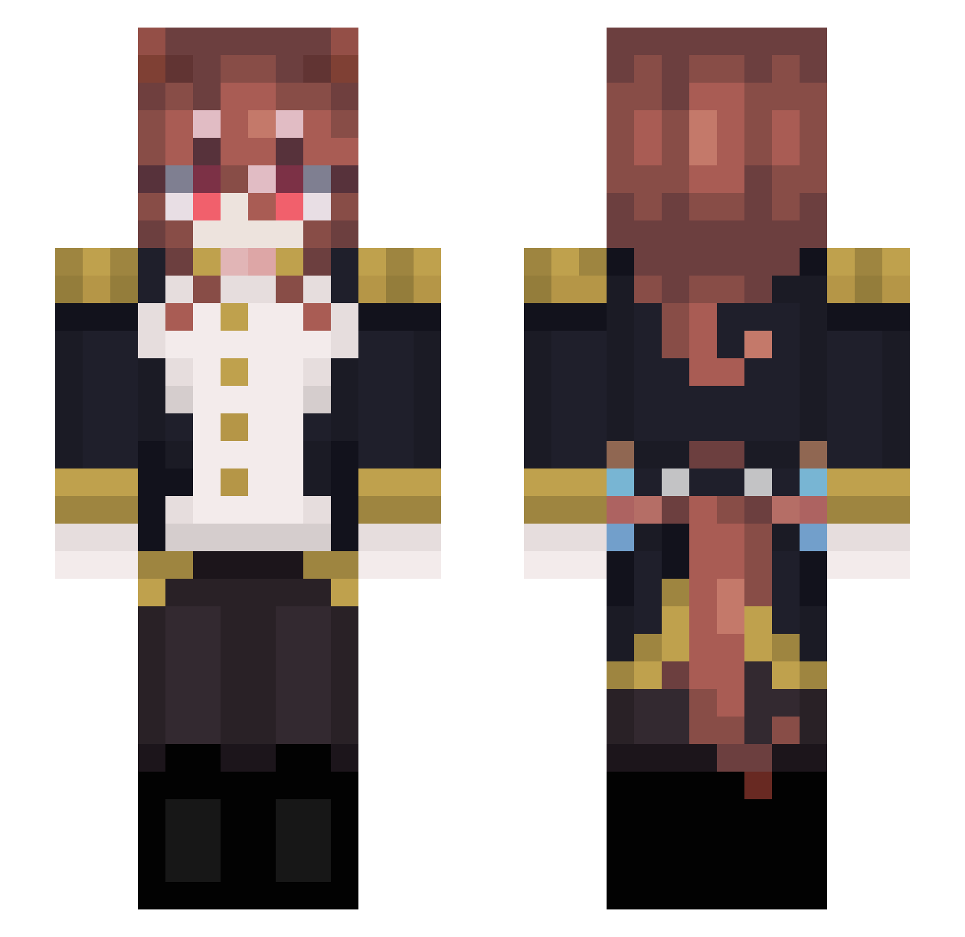 Shadyyfox Minecraft skin, front and back view