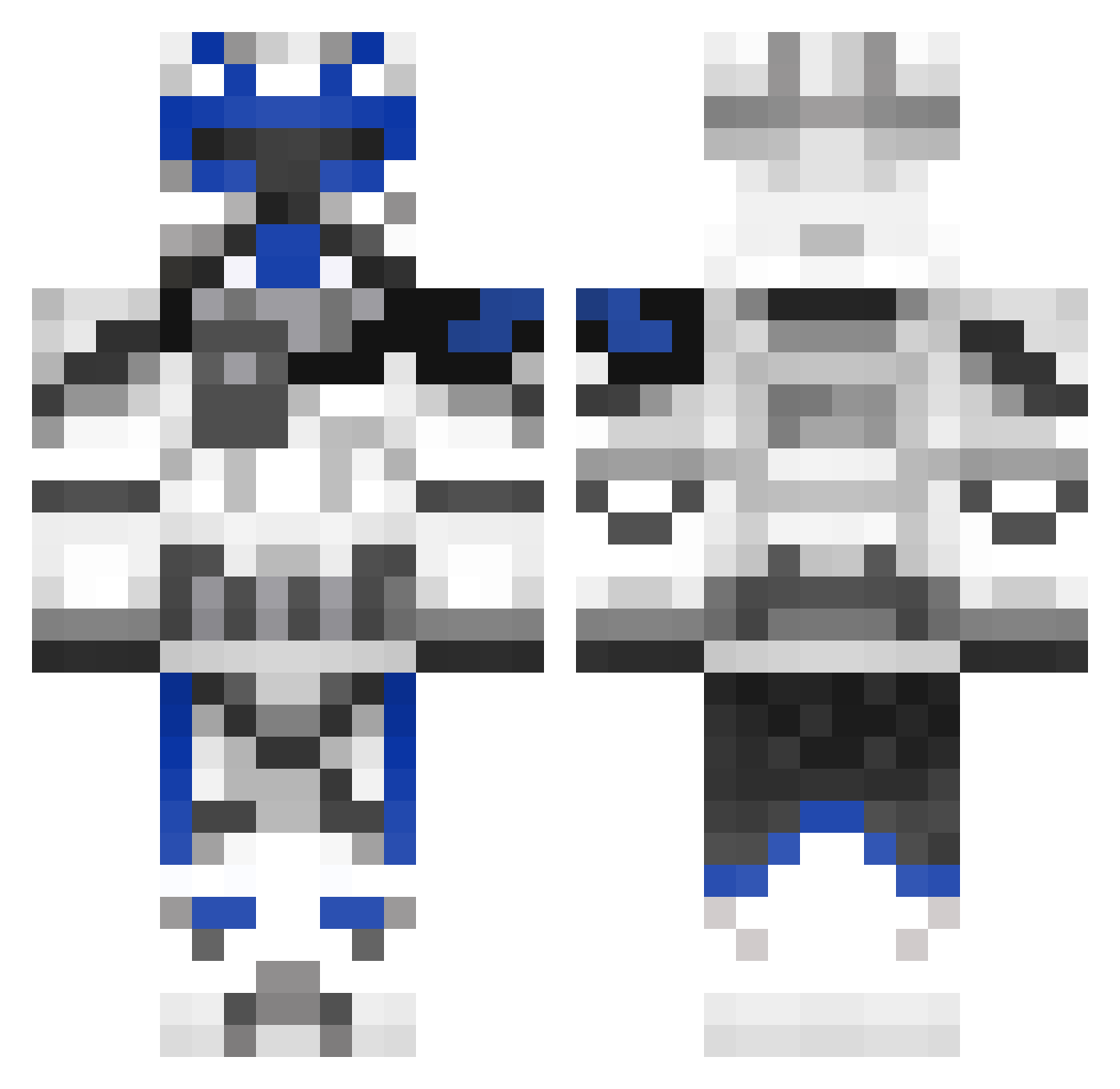 SharpeyMarker Minecraft skin, front and back view