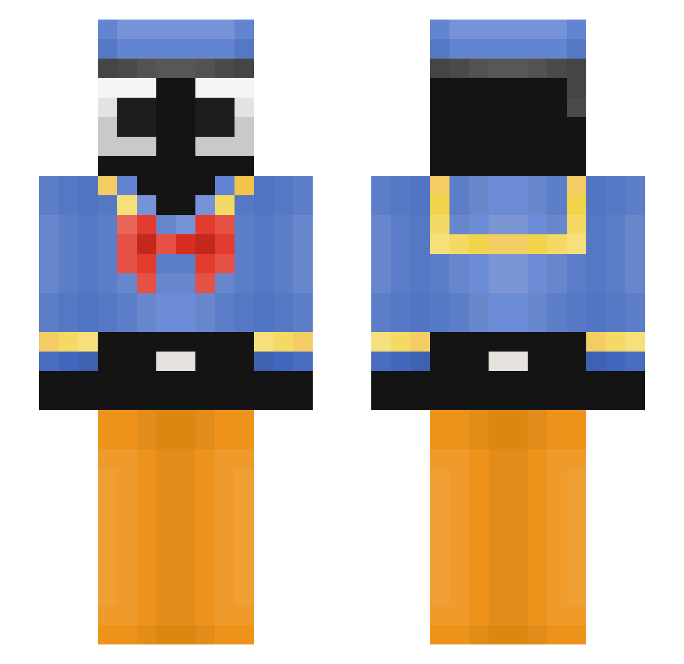 mchado Minecraft skin, front and back view