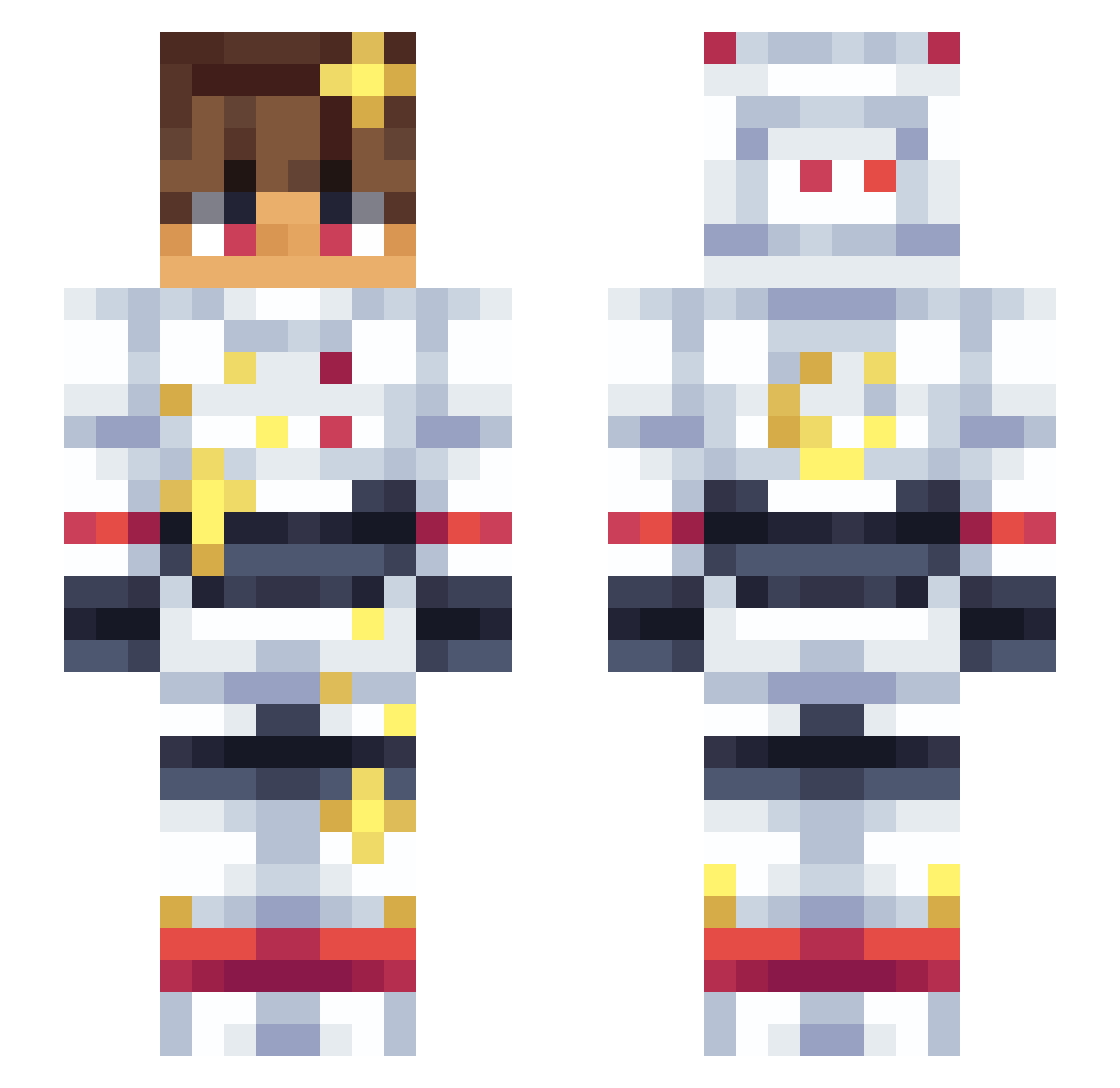 nubeak Minecraft skin, front and back view