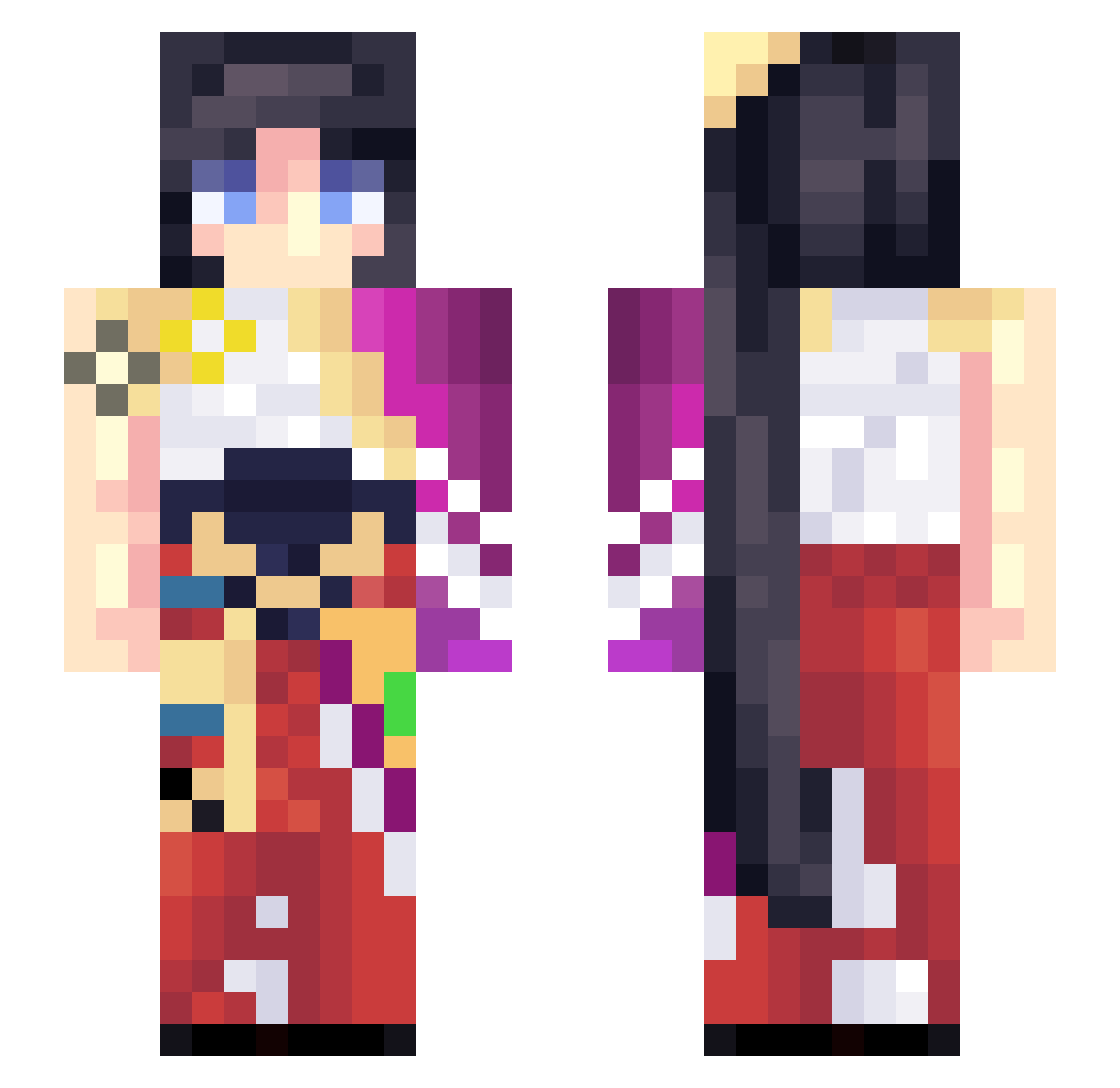 Karmatrine Minecraft skin, front and back view