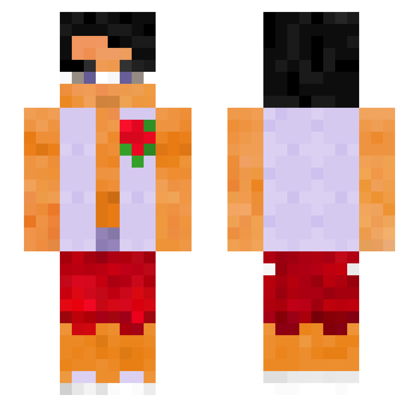 dakusb Minecraft skin, front and back view