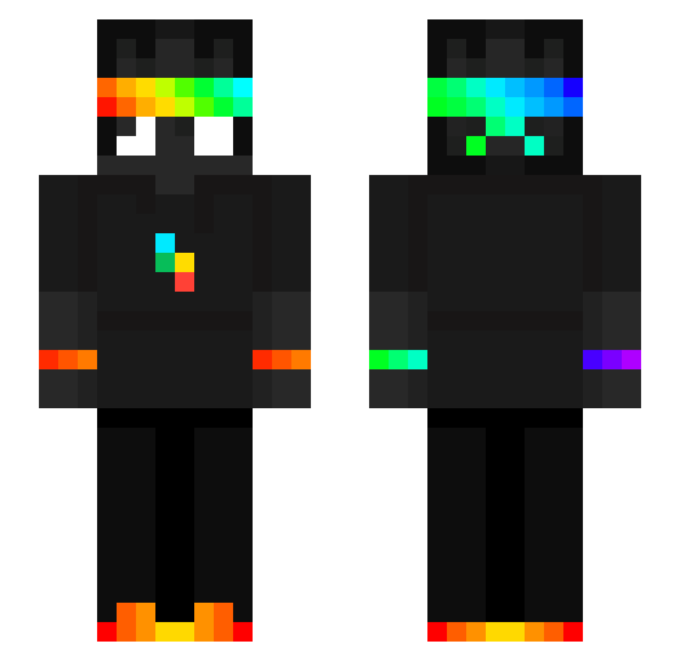 Feli7n Minecraft skin, front and back view