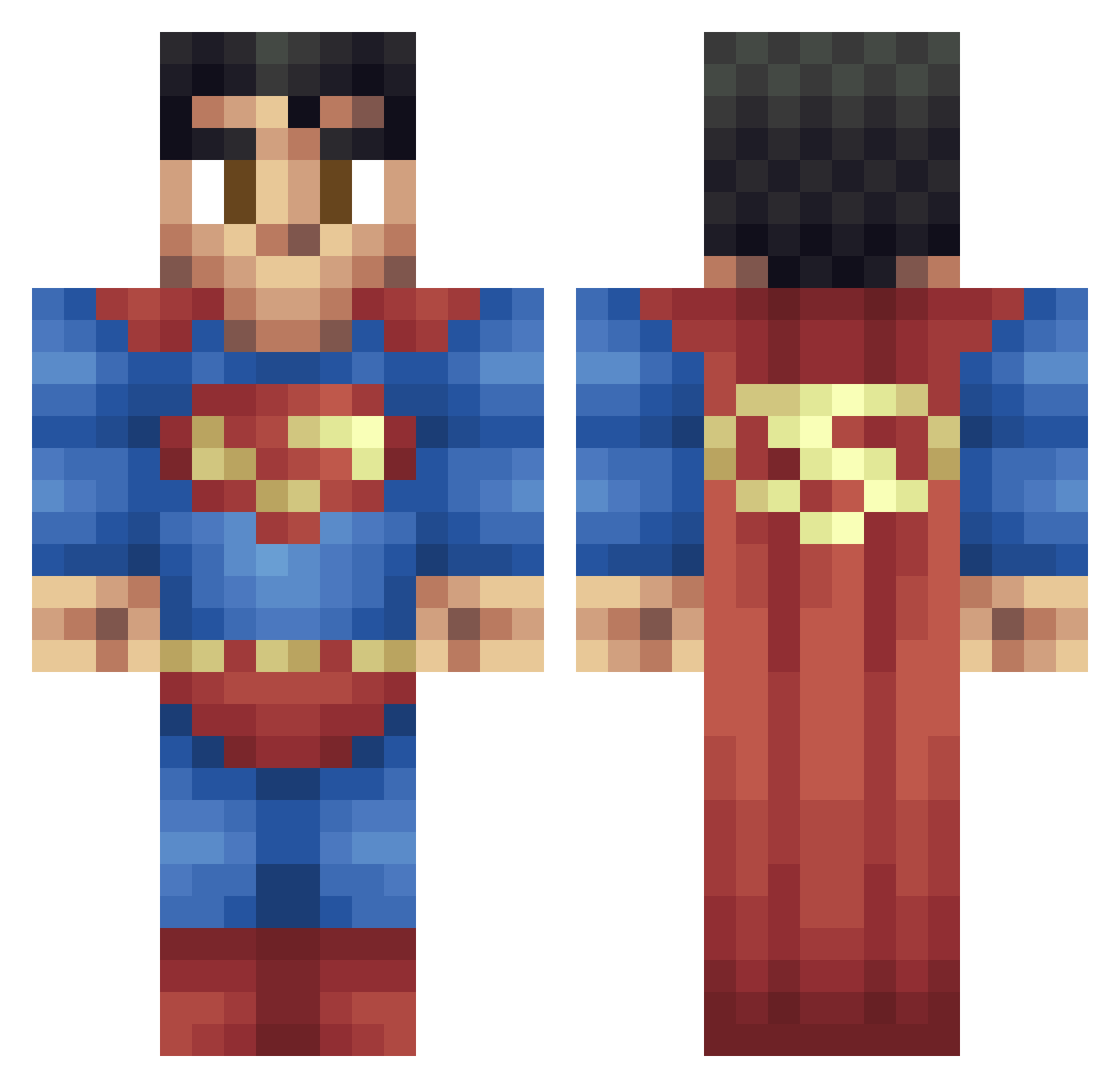 Respective Minecraft skin, front and back view