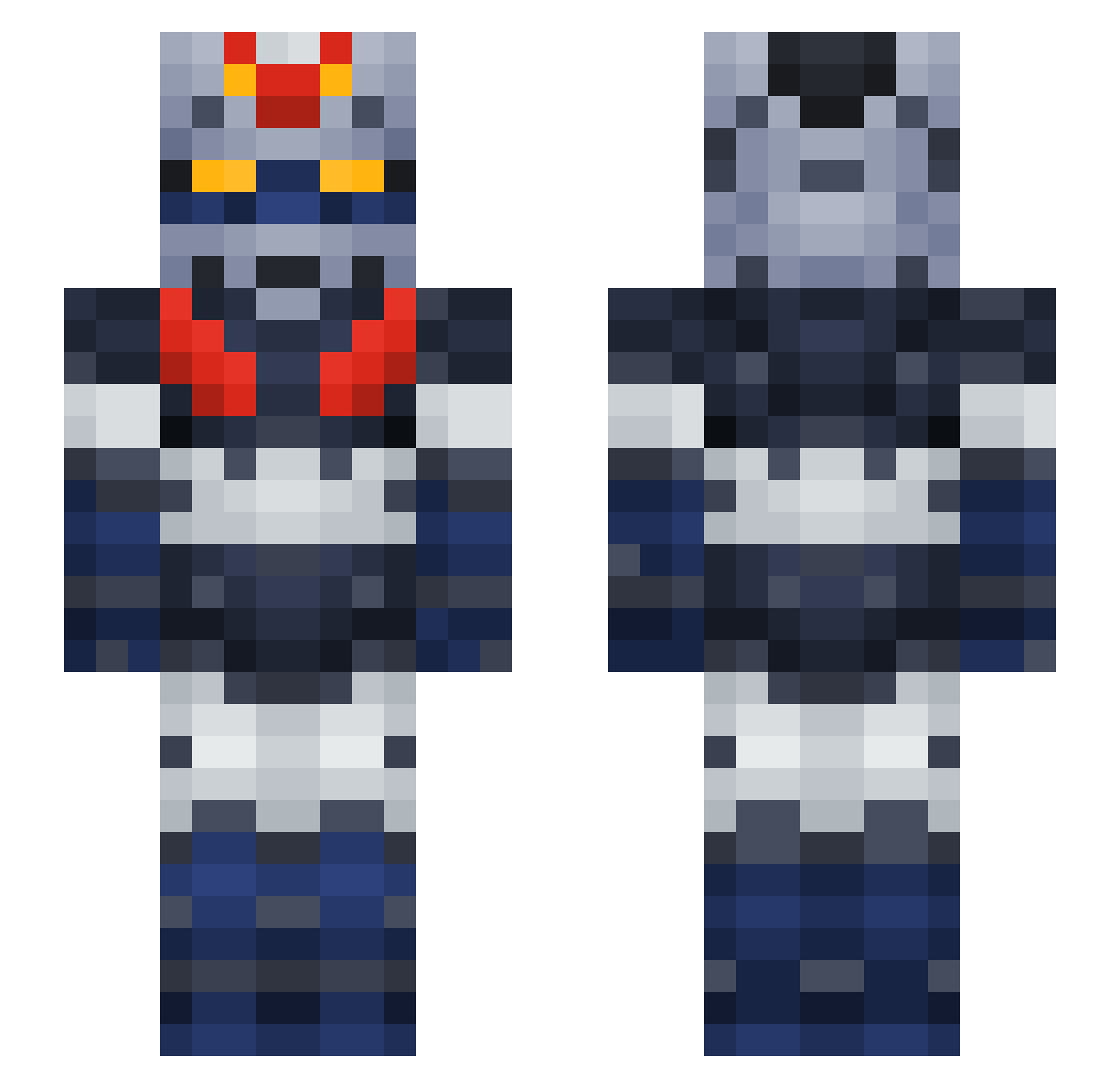 Pavox Minecraft skin, front and back view