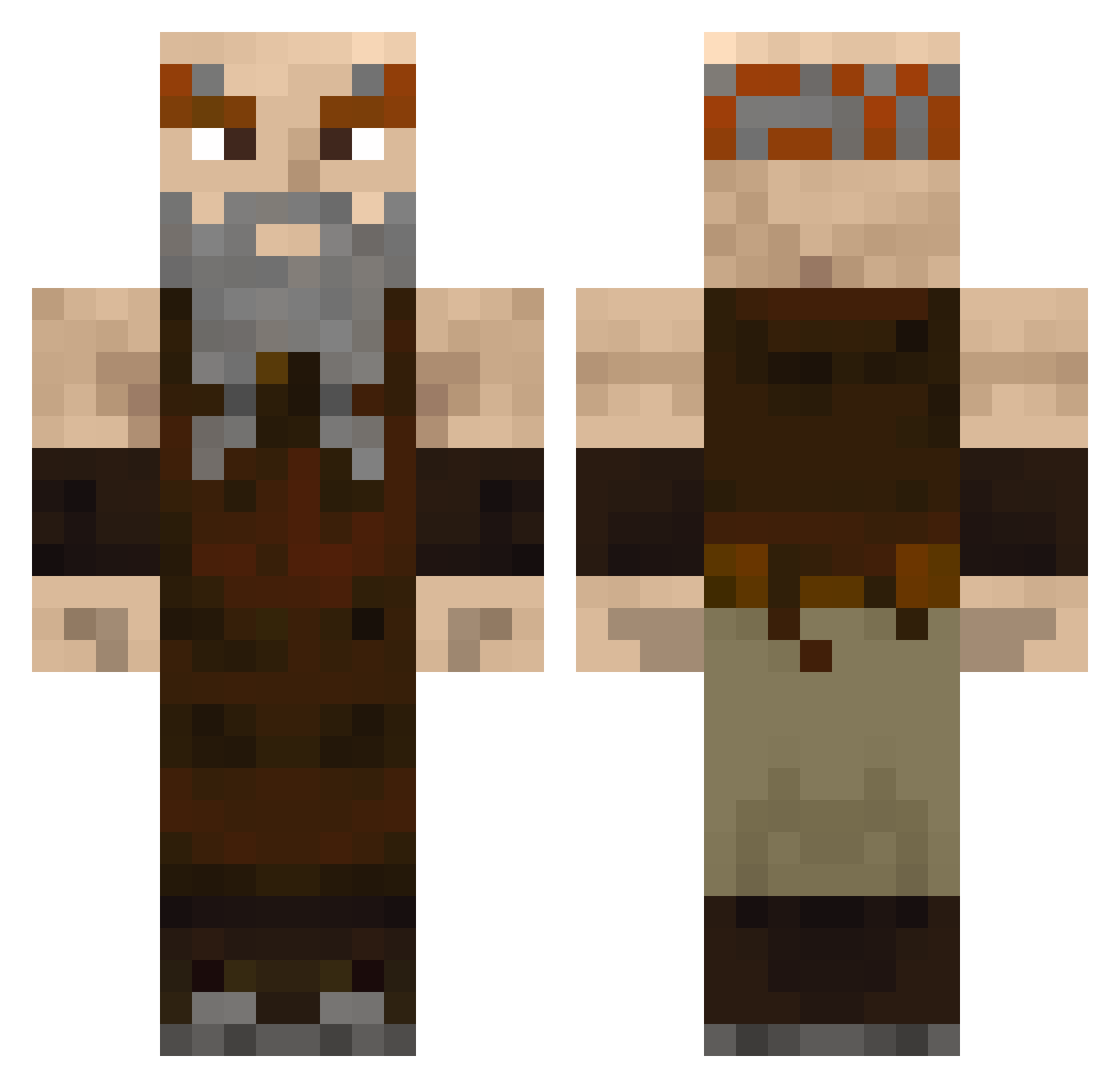 rebaked Minecraft skin, front and back view