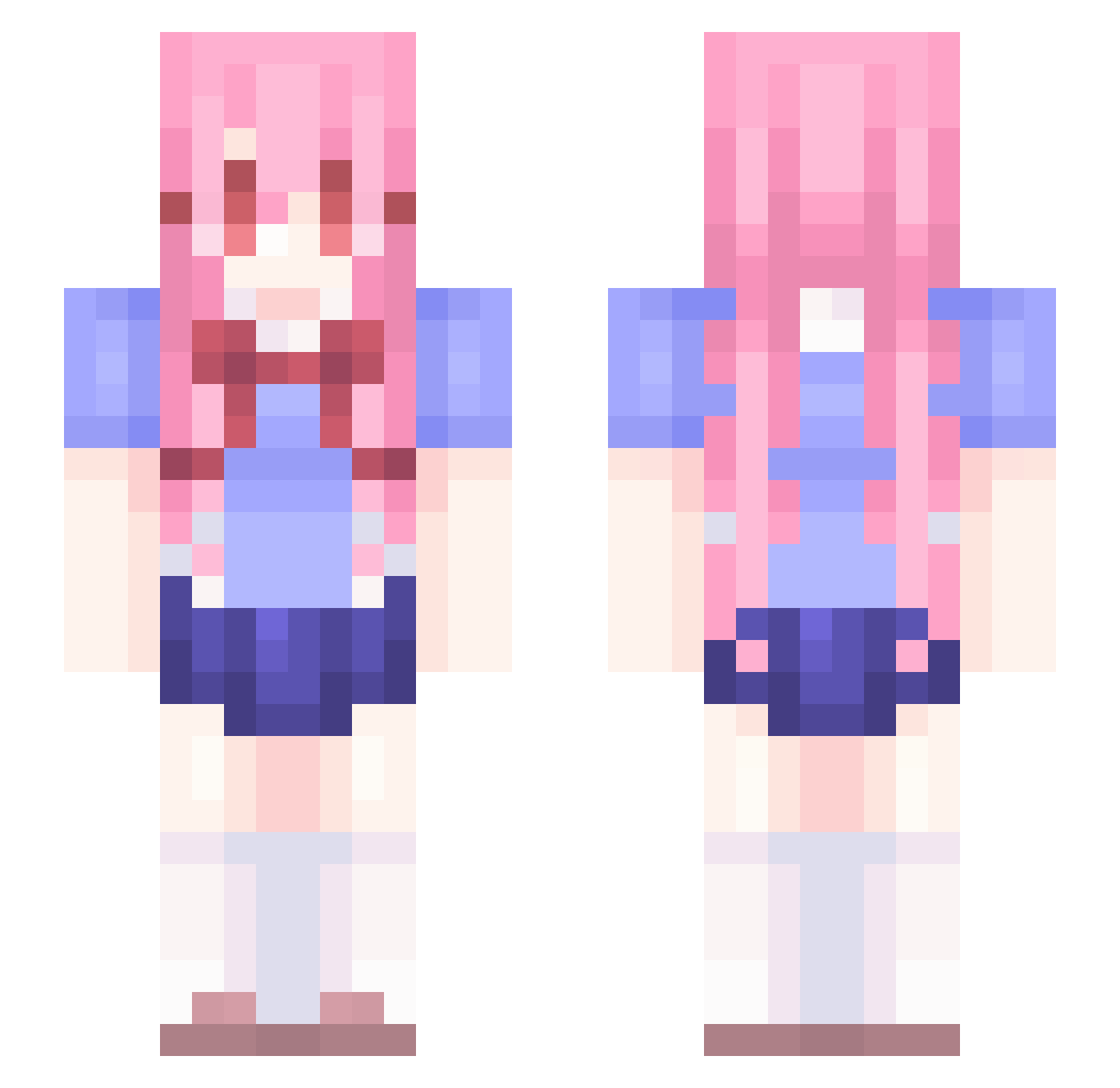 9lui Minecraft skin, front and back view