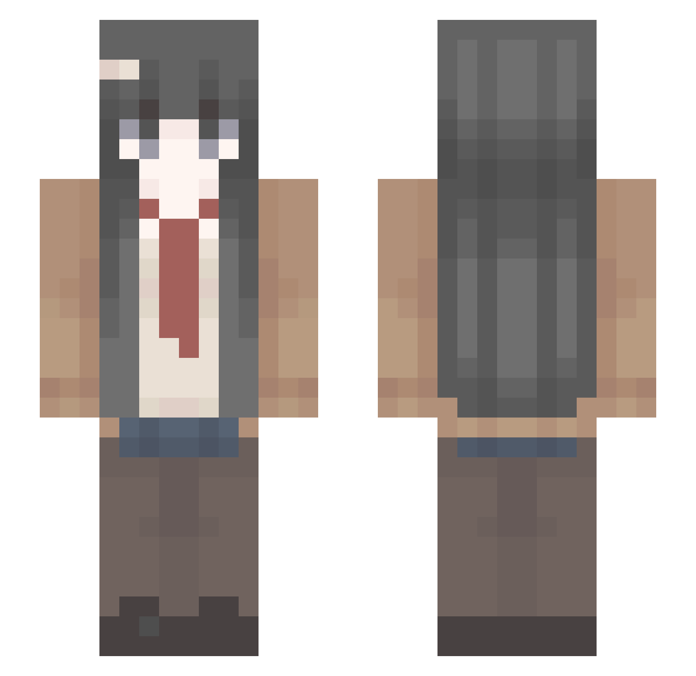 Meched1 Minecraft skin, front and back view