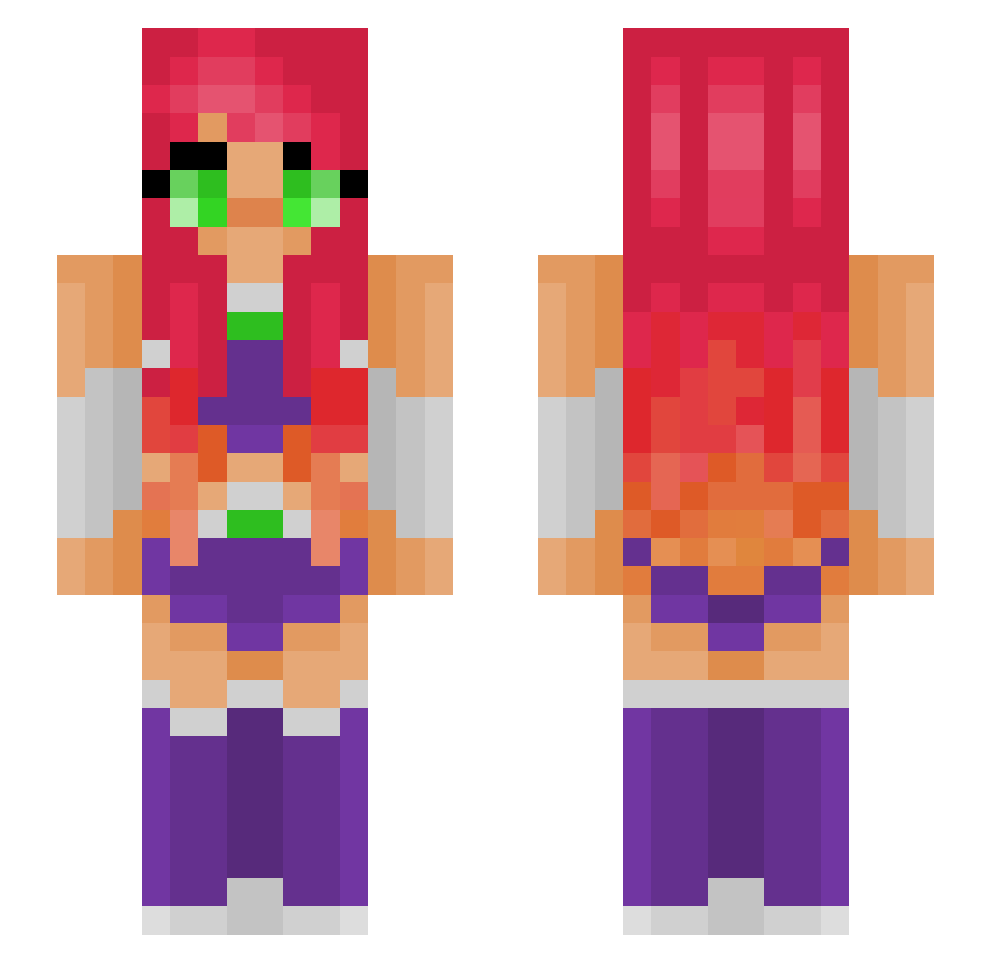 Sakuraquill Minecraft skin, front and back view