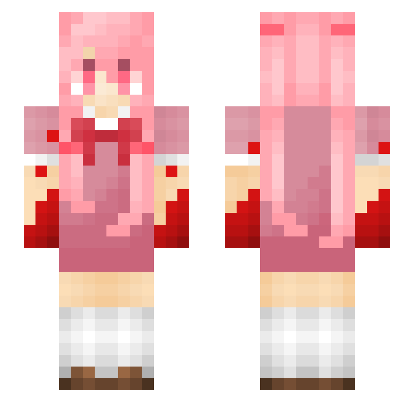 MidnessX Minecraft skin, front and back view