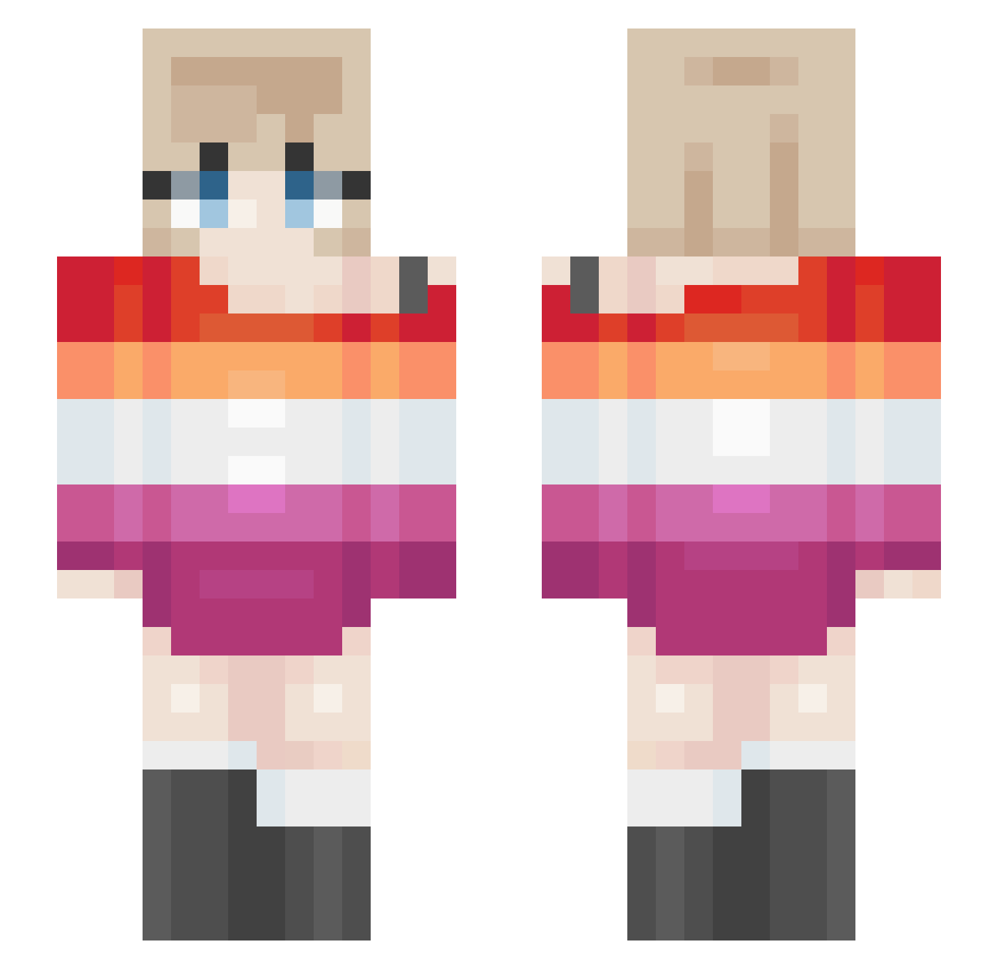 Apparentn00b Minecraft skin, front and back view