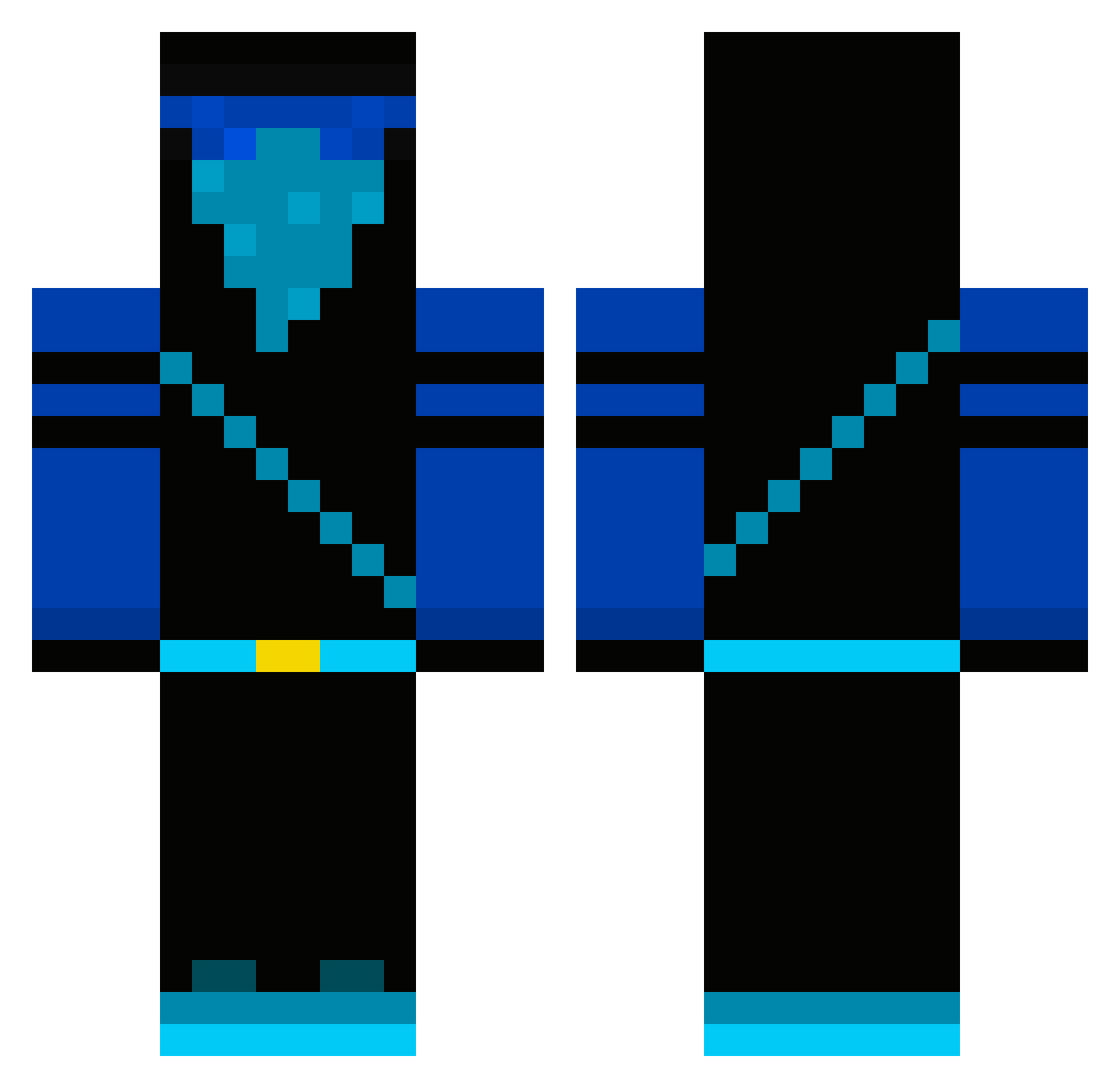 EAZER64 Minecraft skin, front and back view