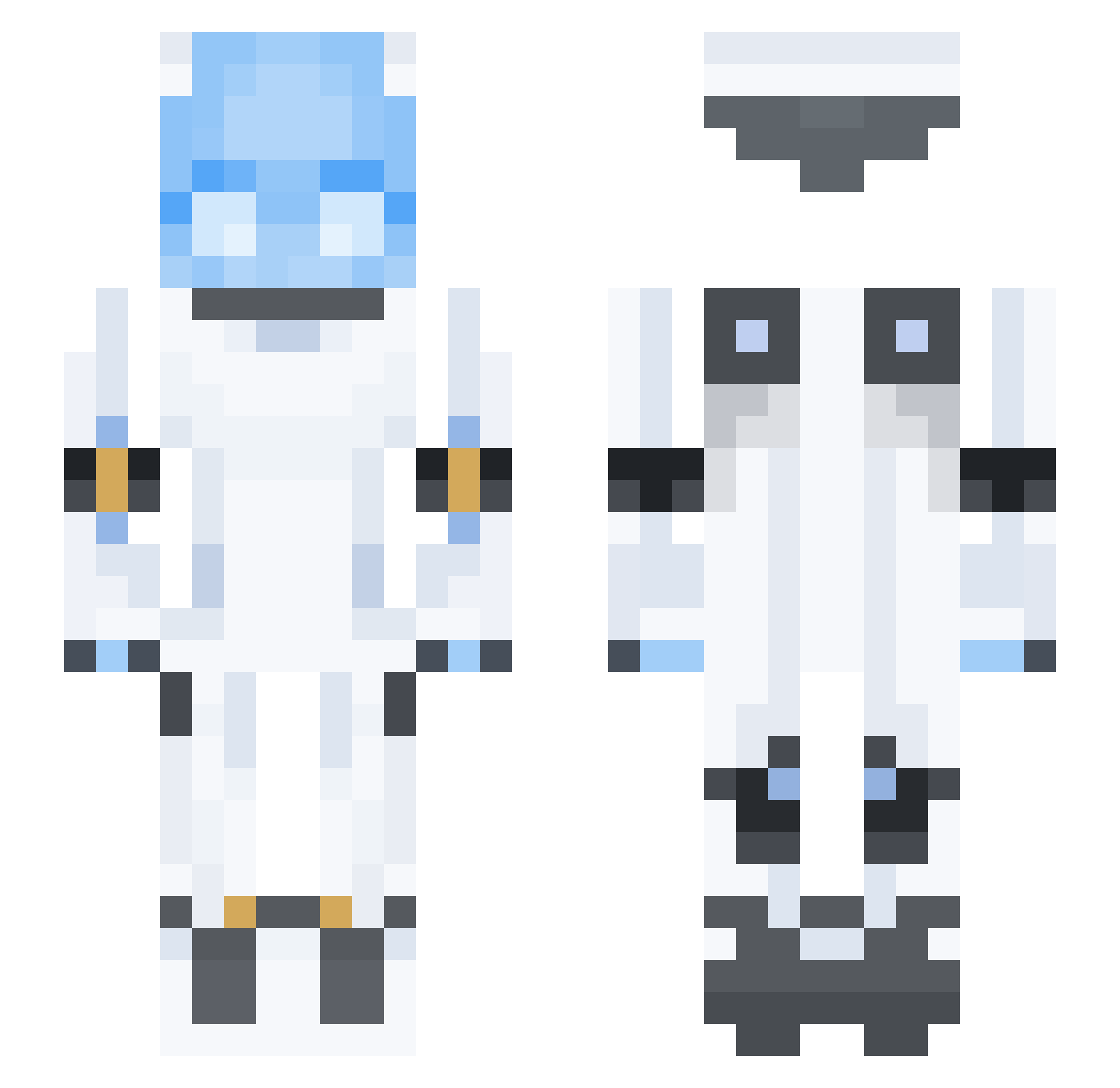 Internal_Drowned Minecraft skin, front and back view