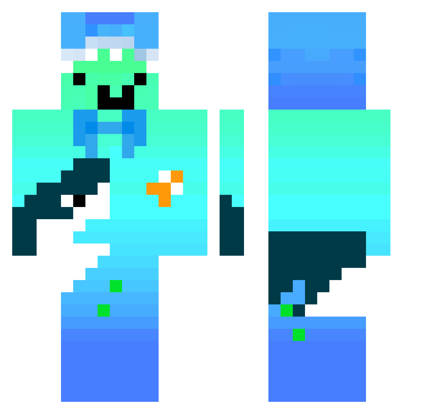 ImDxnis Minecraft skin, front and back view