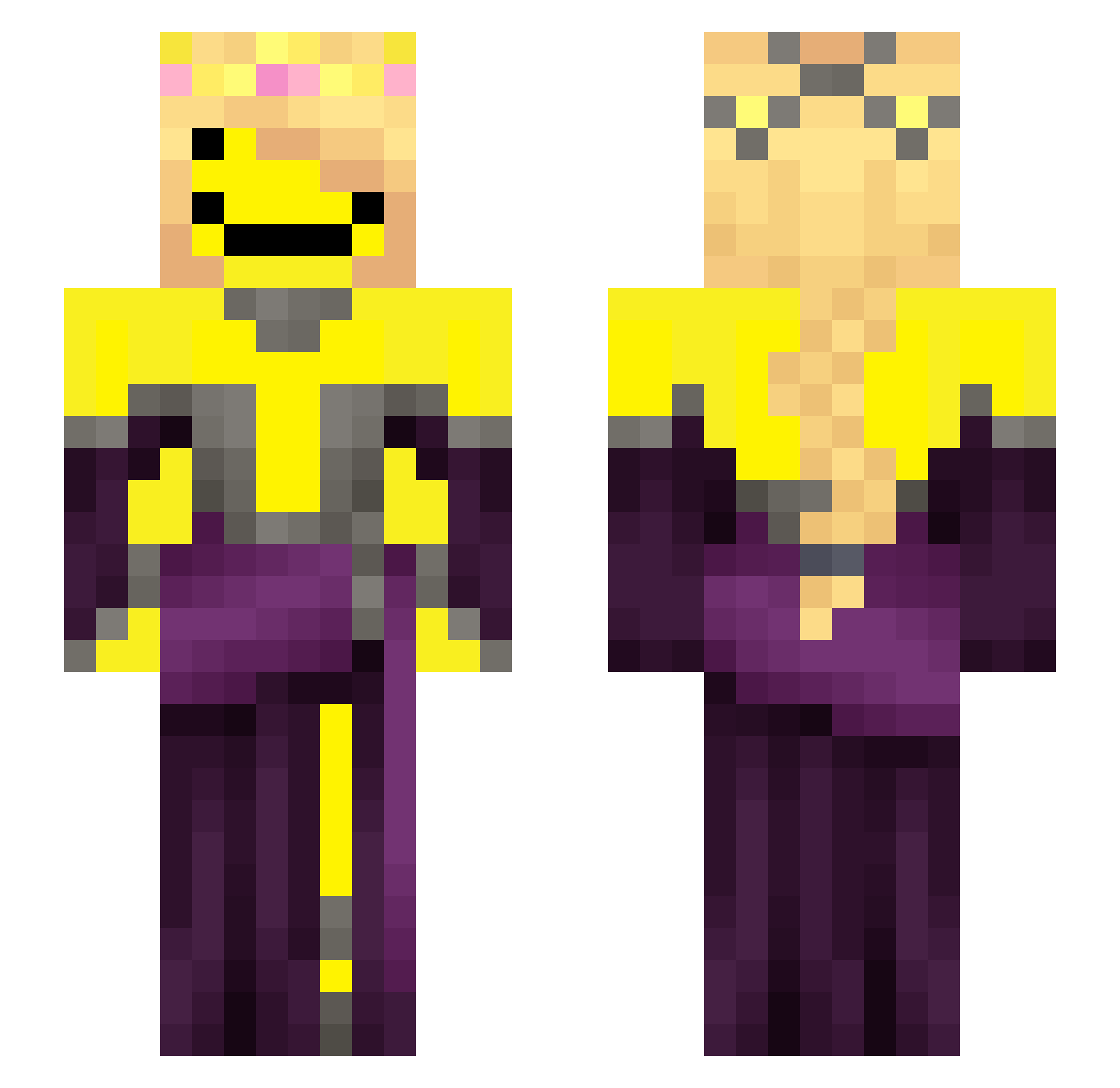 PrinceZam Minecraft skin, front and back view