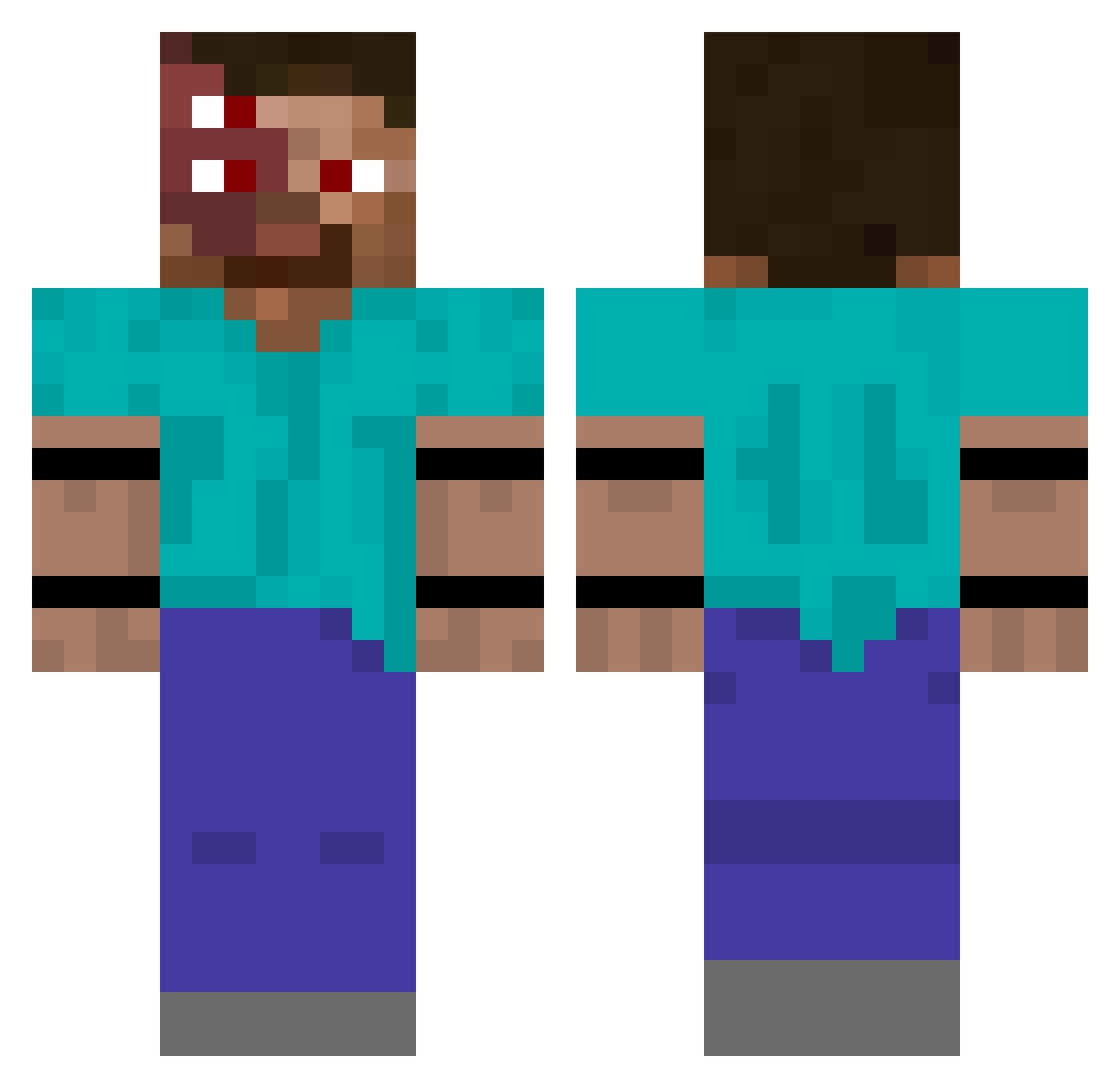 X3dem Minecraft skin, front and back view