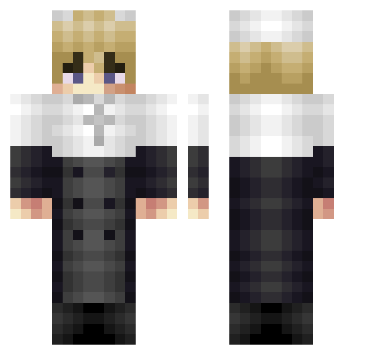 Jonatanderking Minecraft skin, front and back view