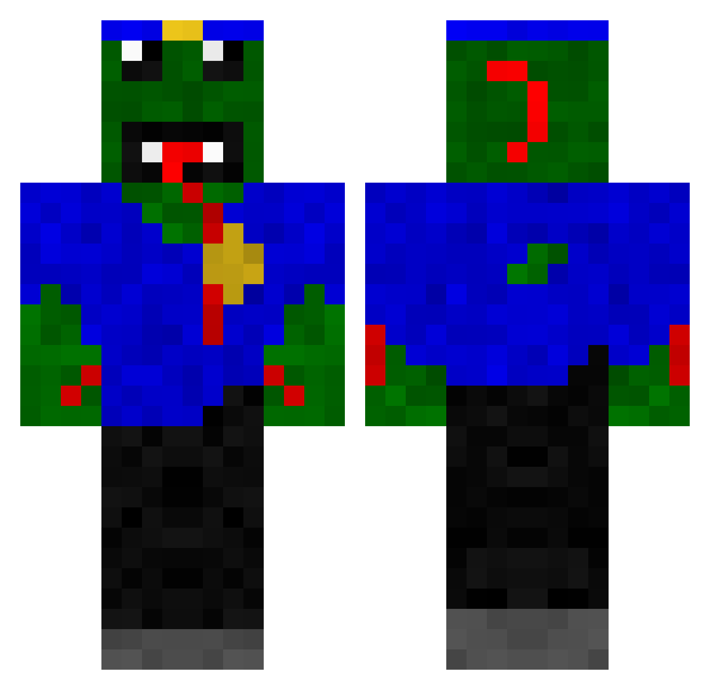 NotAfrogGaming Minecraft skin, front and back view