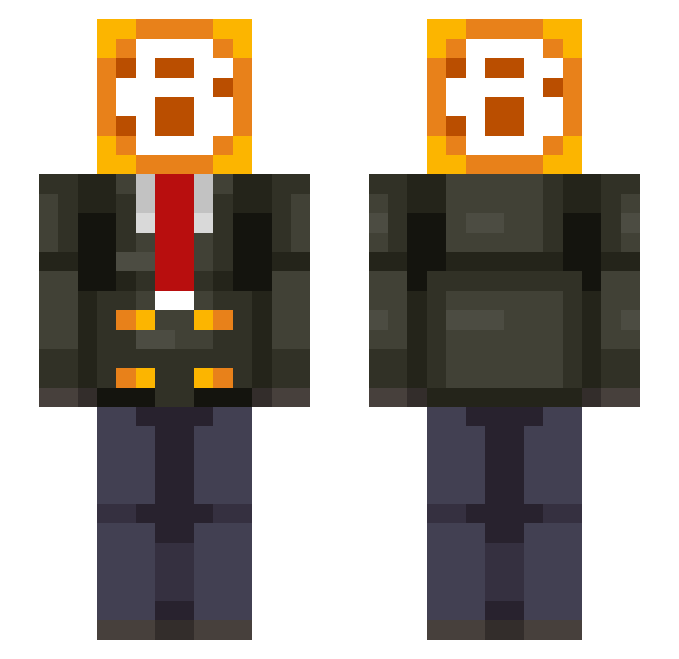 mafia Minecraft skin, front and back view