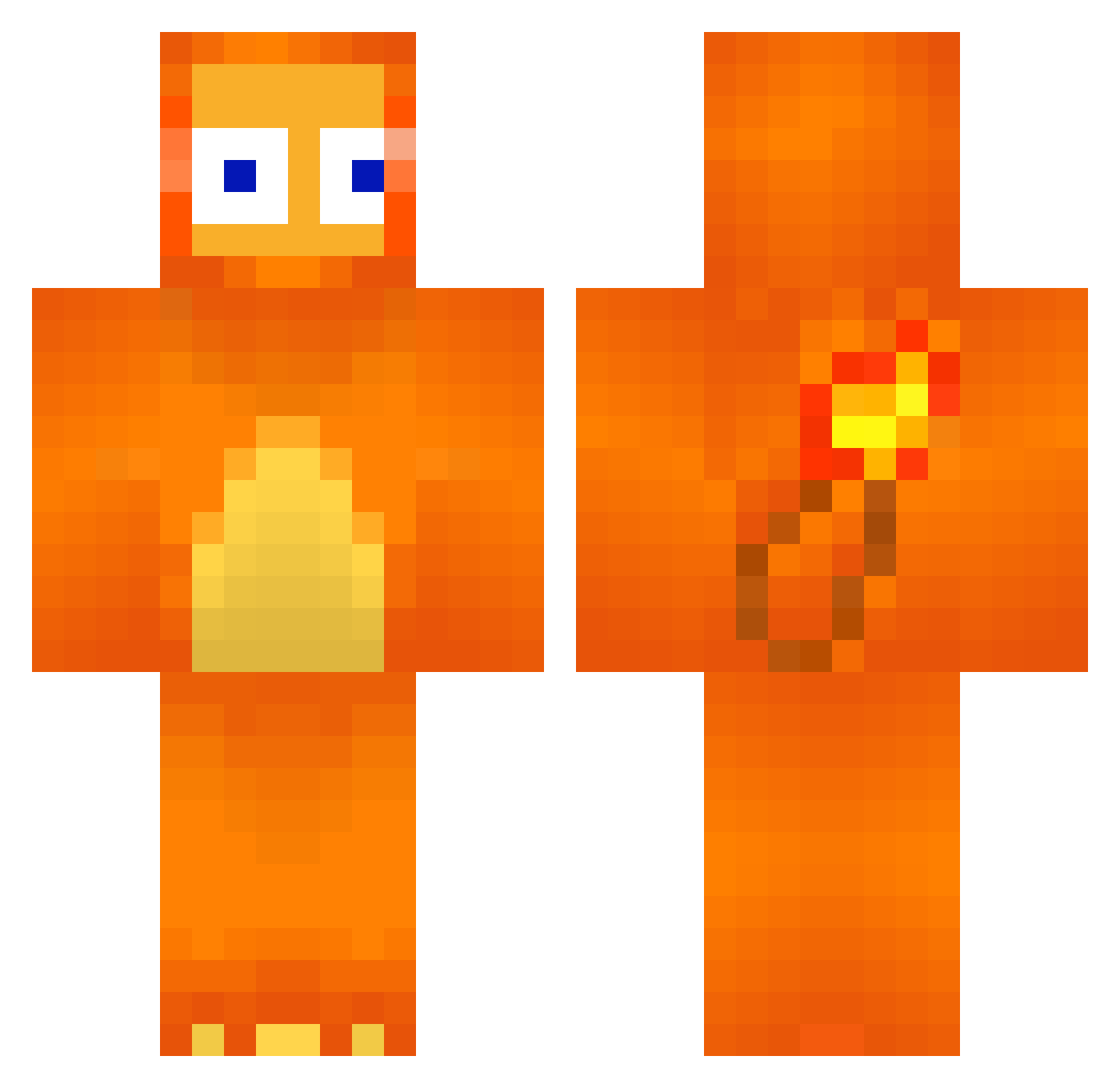 omgcringe Minecraft skin, front and back view