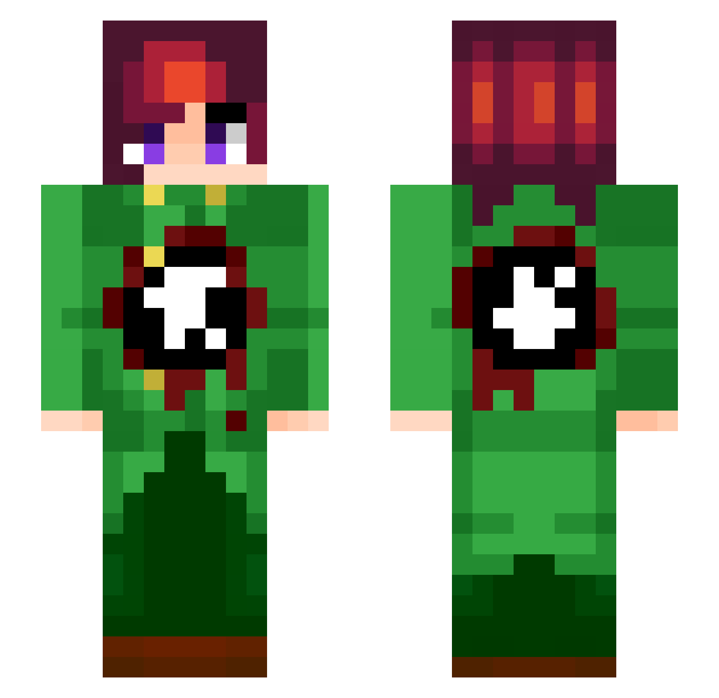 Noxarich Minecraft skin, front and back view