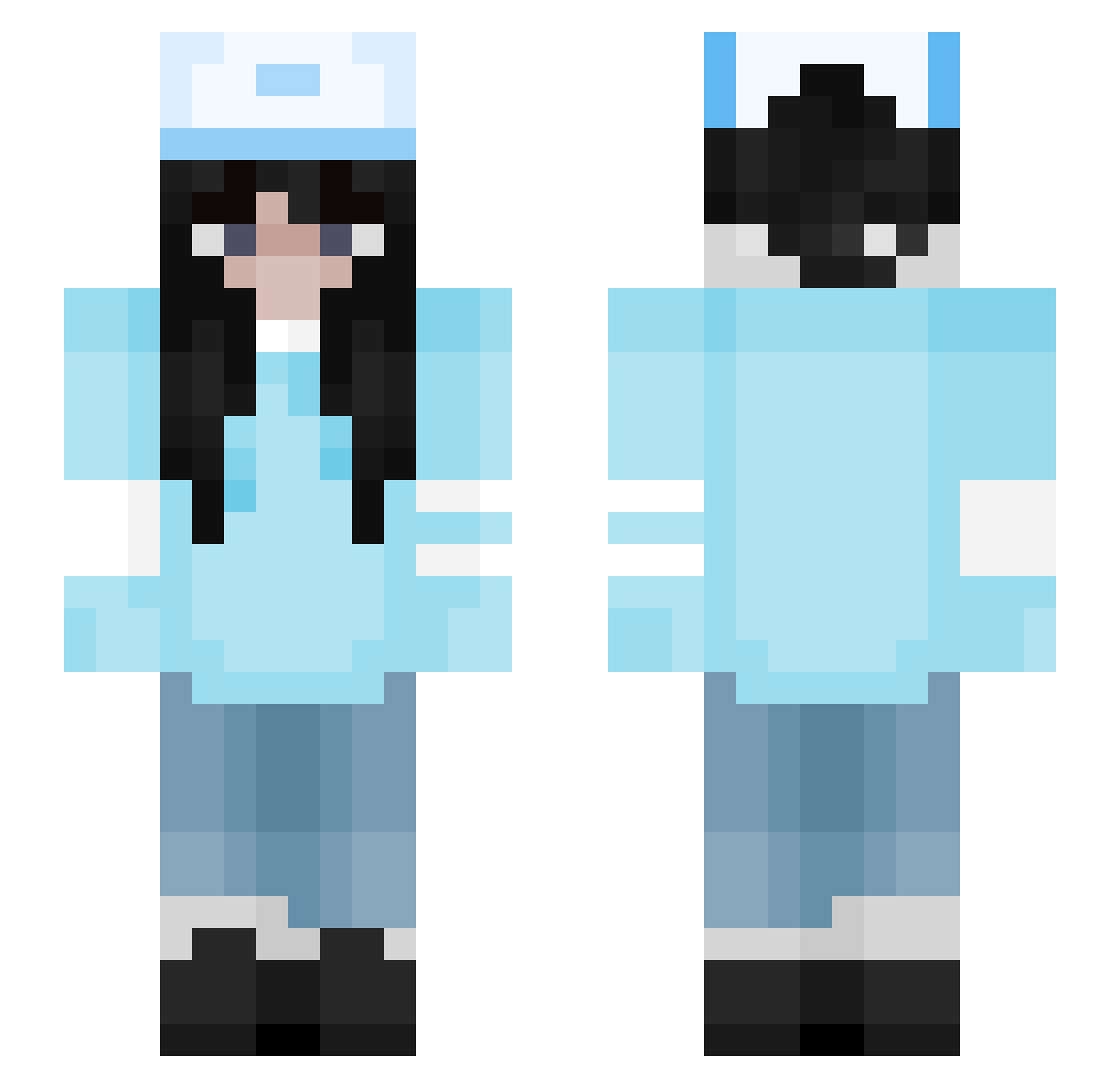 Silamity Minecraft skin, front and back view
