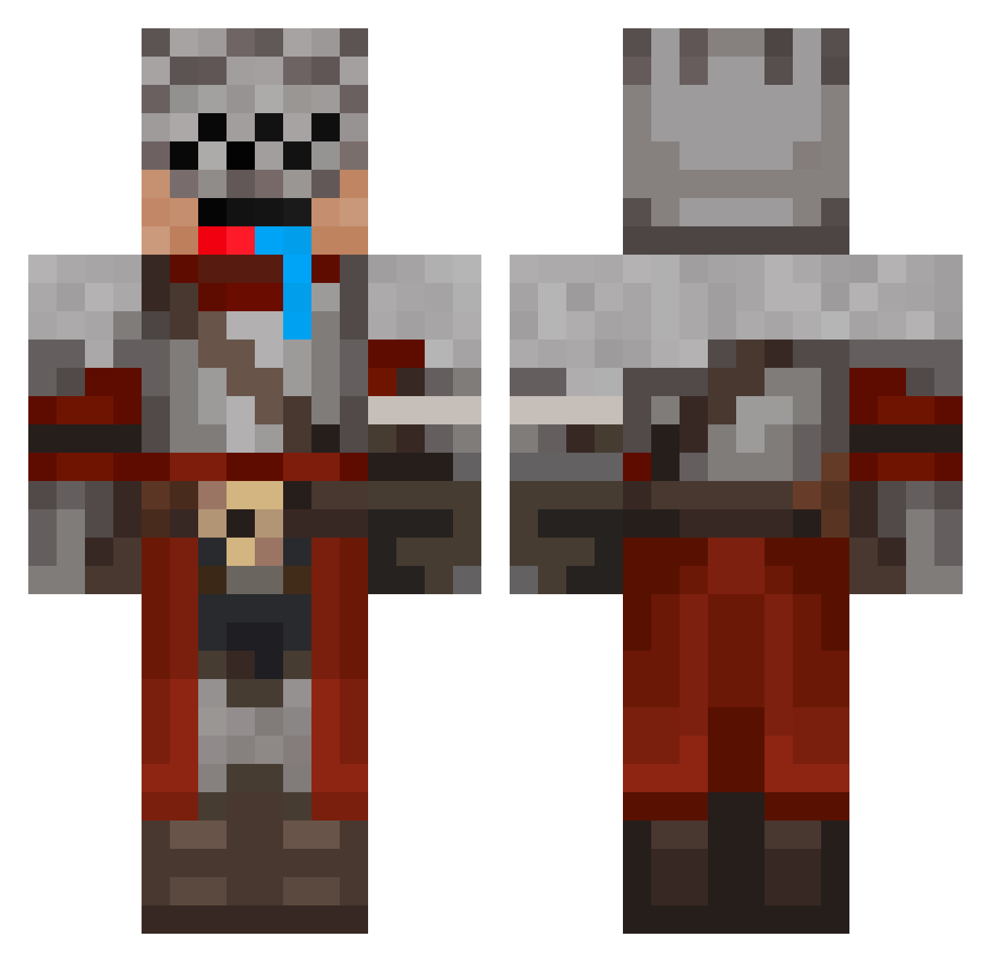 DamSim Minecraft skin, front and back view