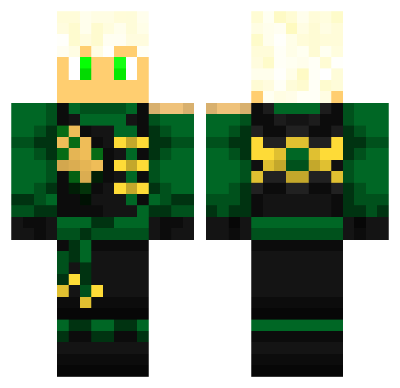 Gooey64 Minecraft skin, front and back view
