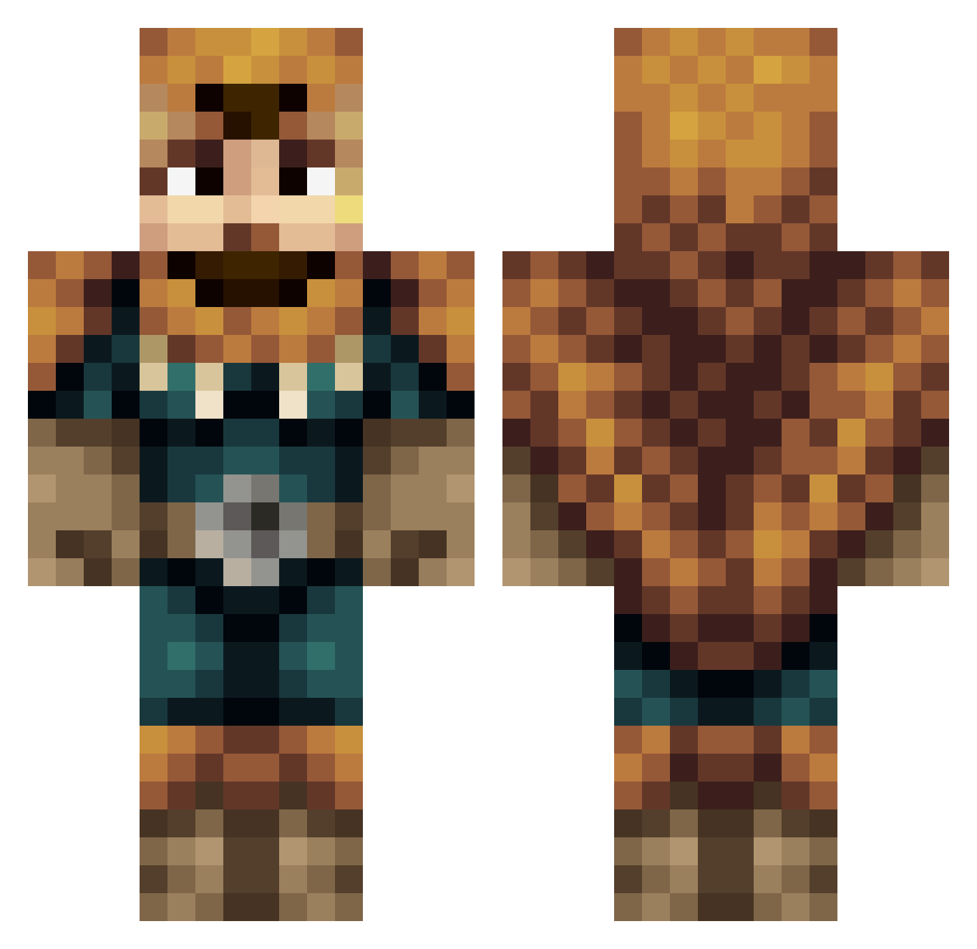 JUSTHELLO Minecraft skin, front and back view