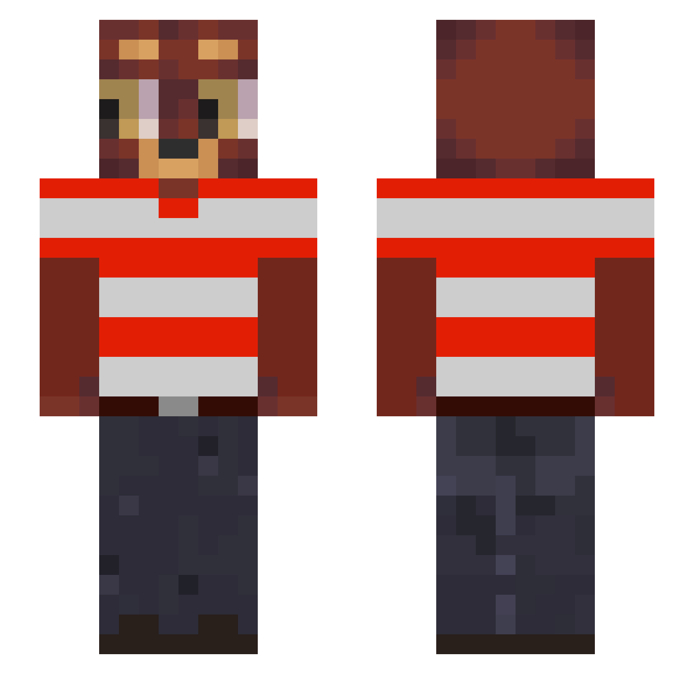 Pianobaby Minecraft skin, front and back view