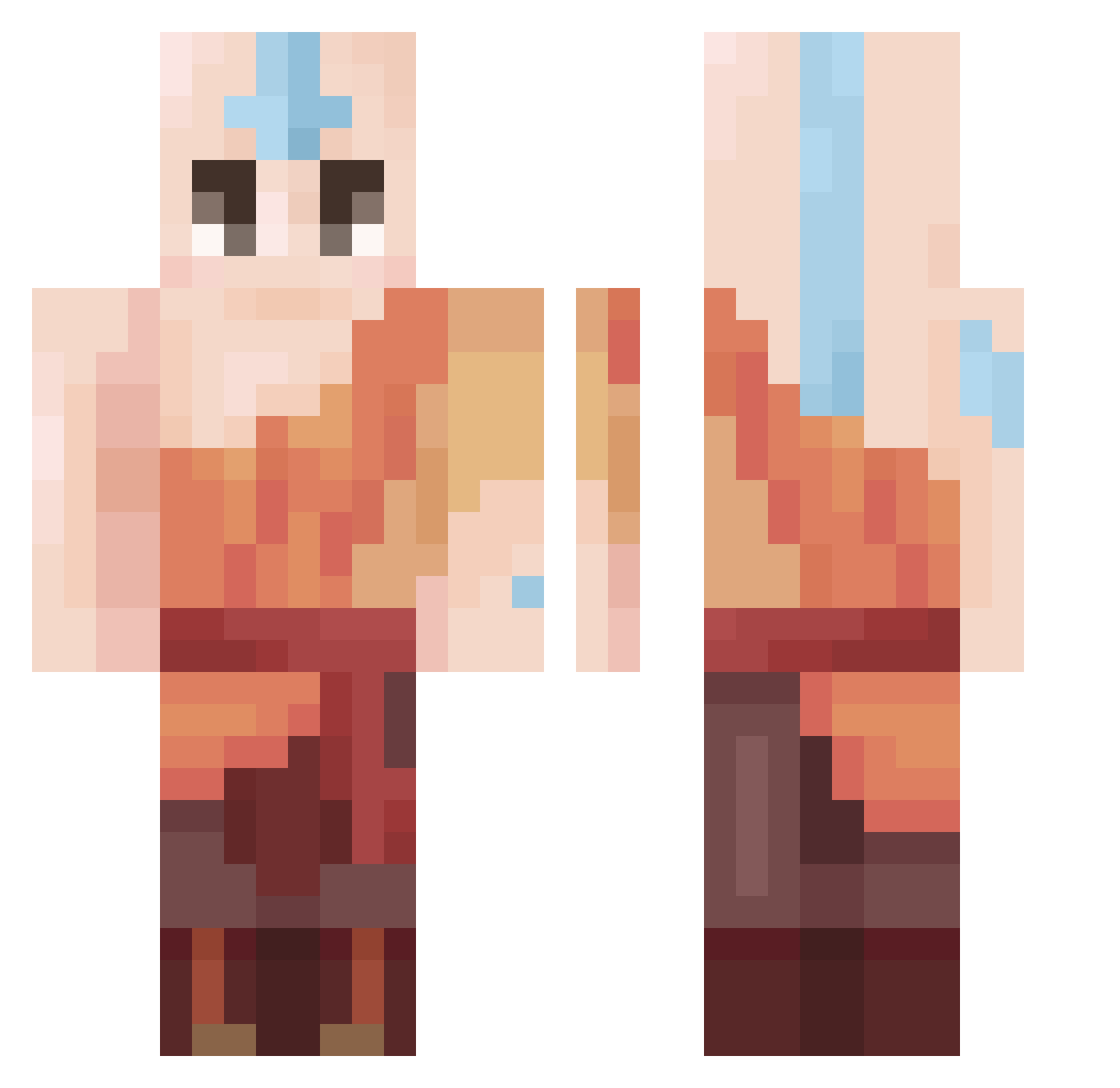 TdotTenzin Minecraft skin, front and back view