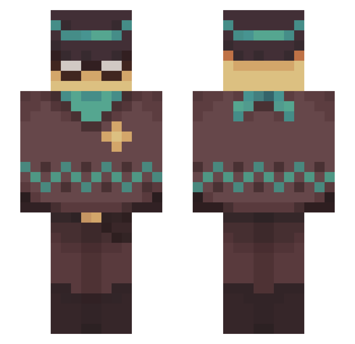 PurplePotatoPops Minecraft skin, front and back view