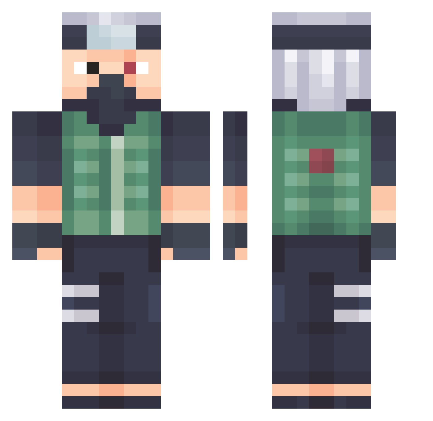 Burtwuass Minecraft skin, front and back view