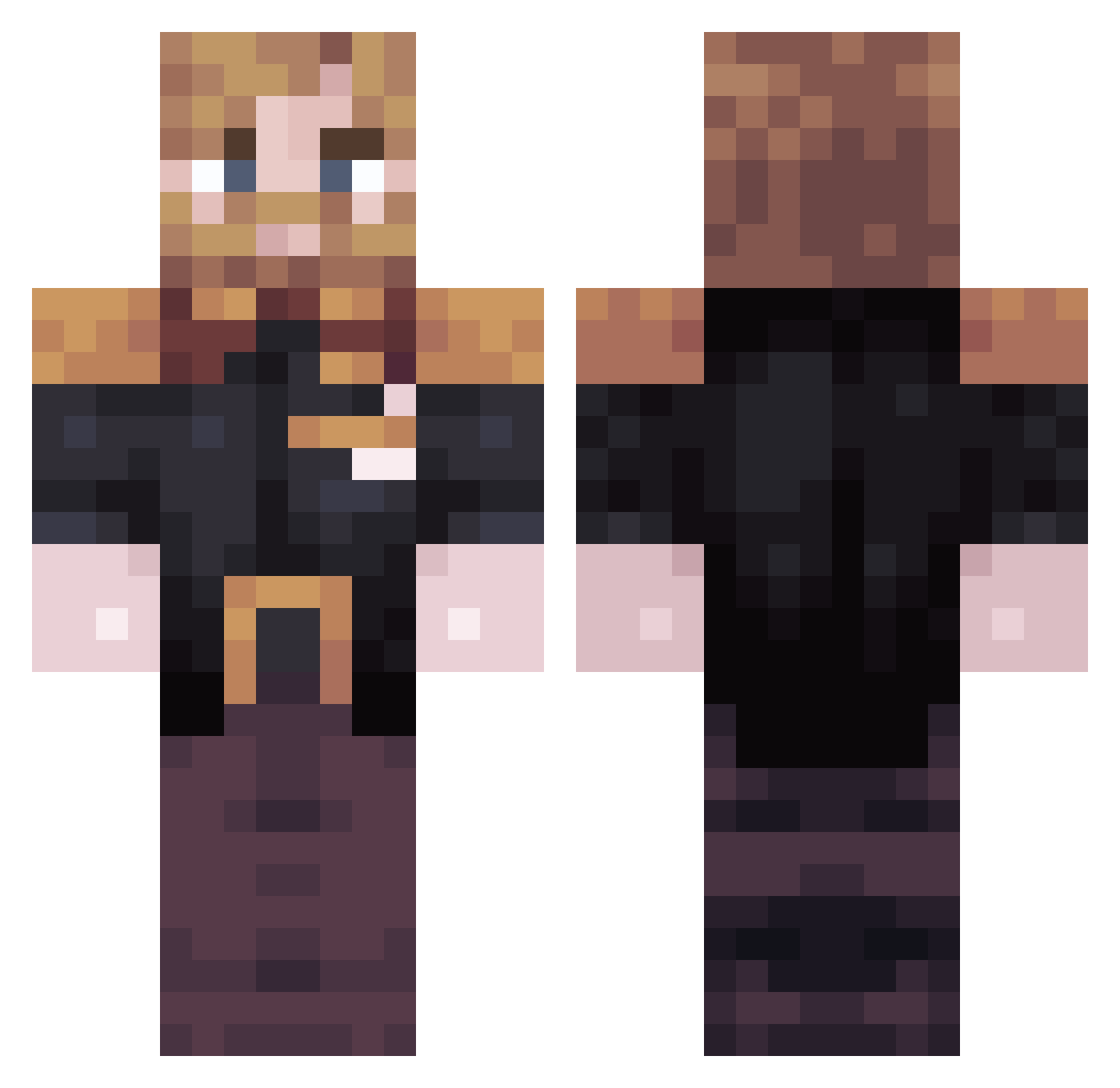Morphael Minecraft skin, front and back view