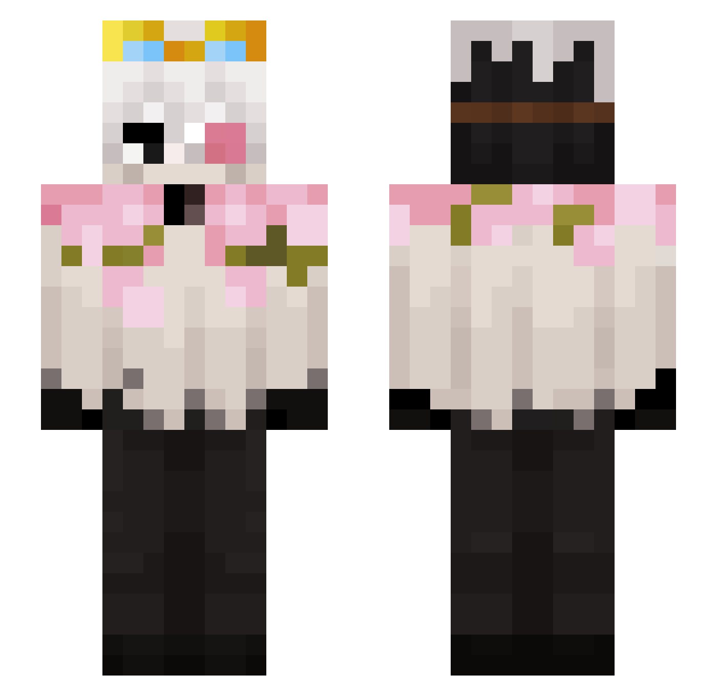 flowergardenSYS Minecraft skin, front and back view