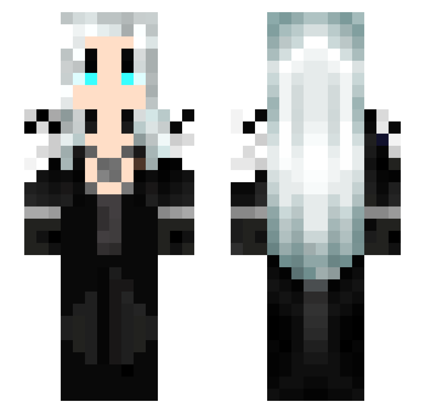 Mokji Minecraft skin, front and back view
