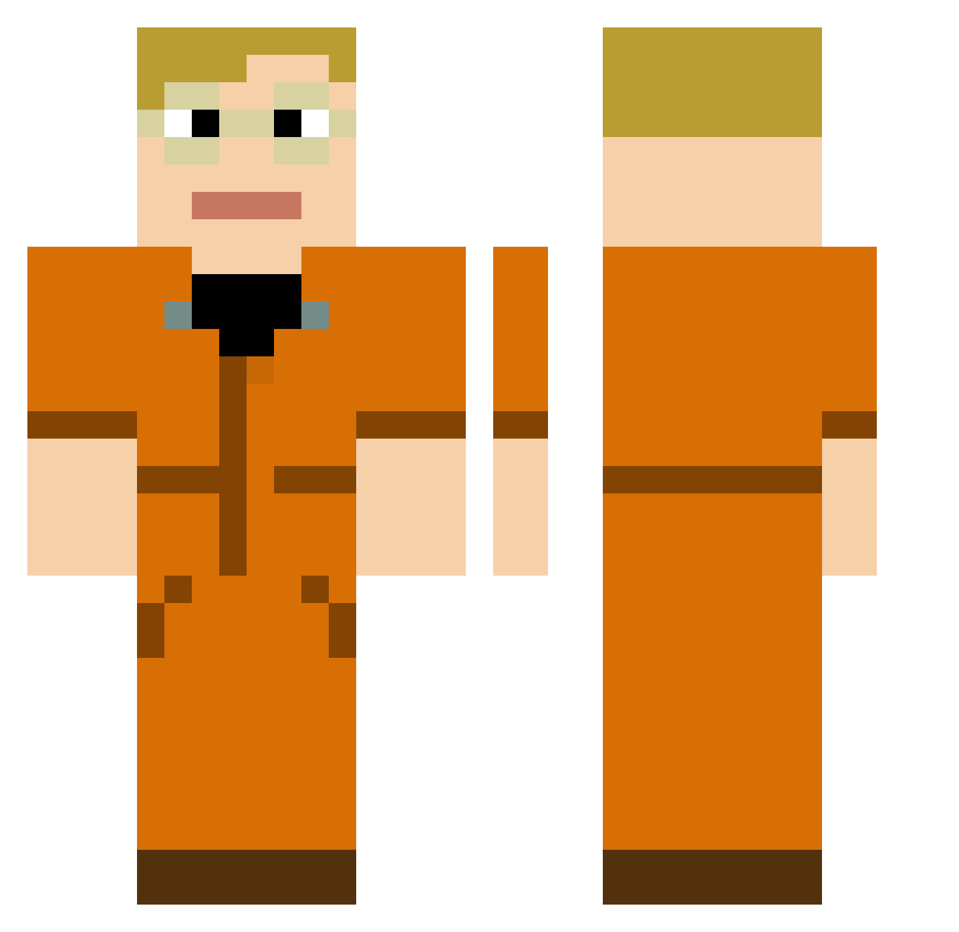 BigBrollicBlack Minecraft skin, front and back view