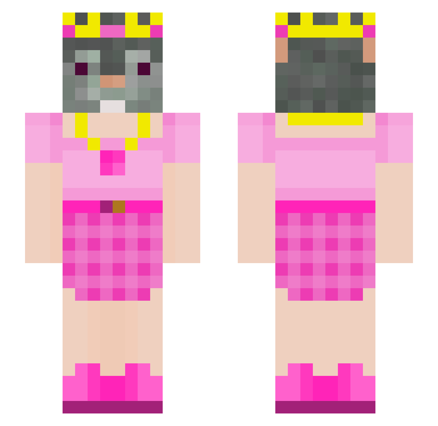 thiccbaddie Minecraft skin, front and back view