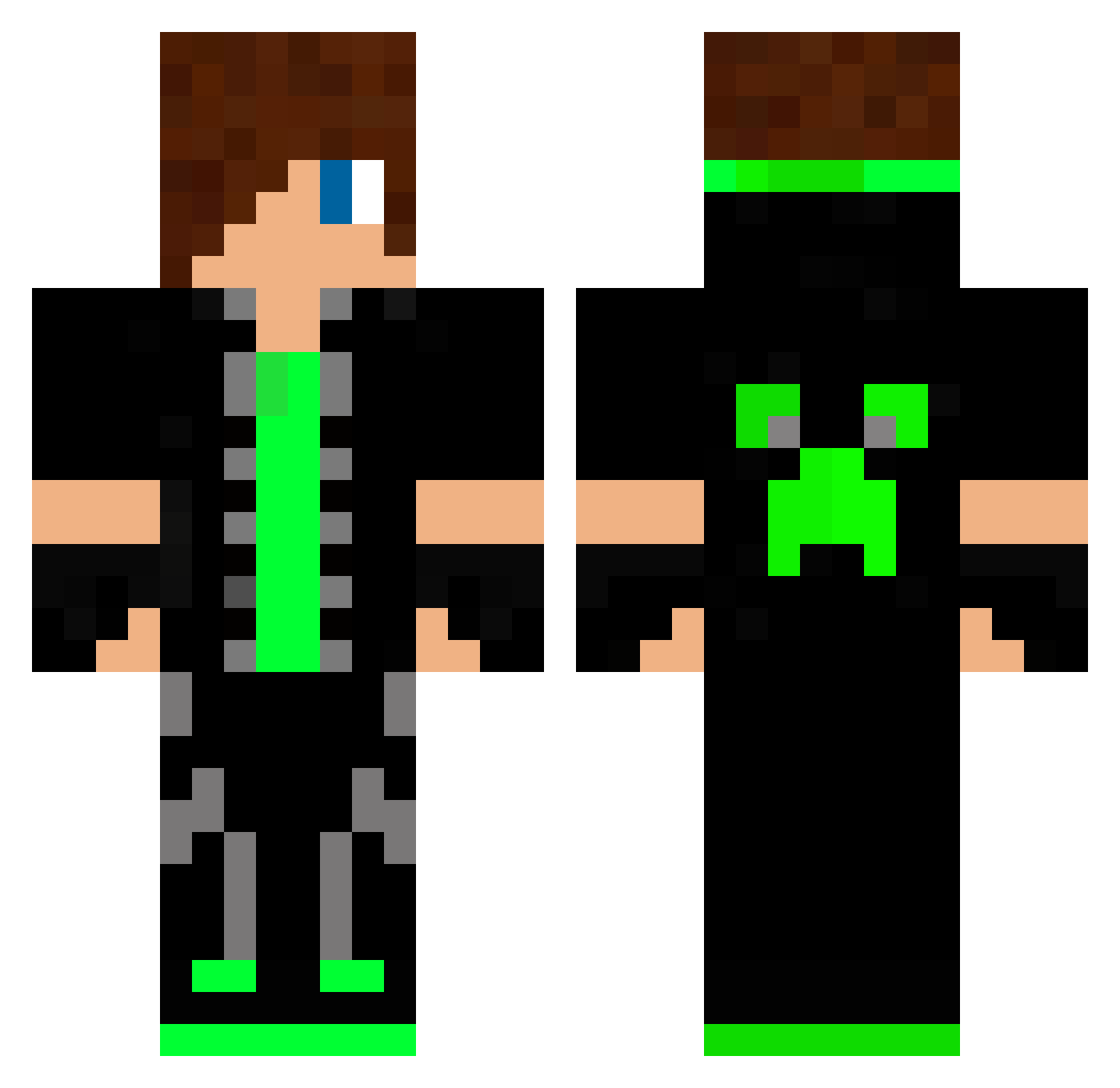 jusderedbull Minecraft skin, front and back view