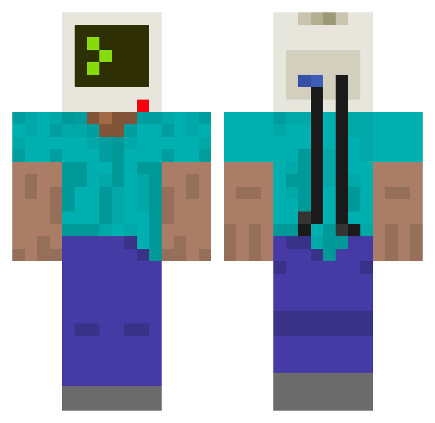 Sapience Minecraft skin, front and back view