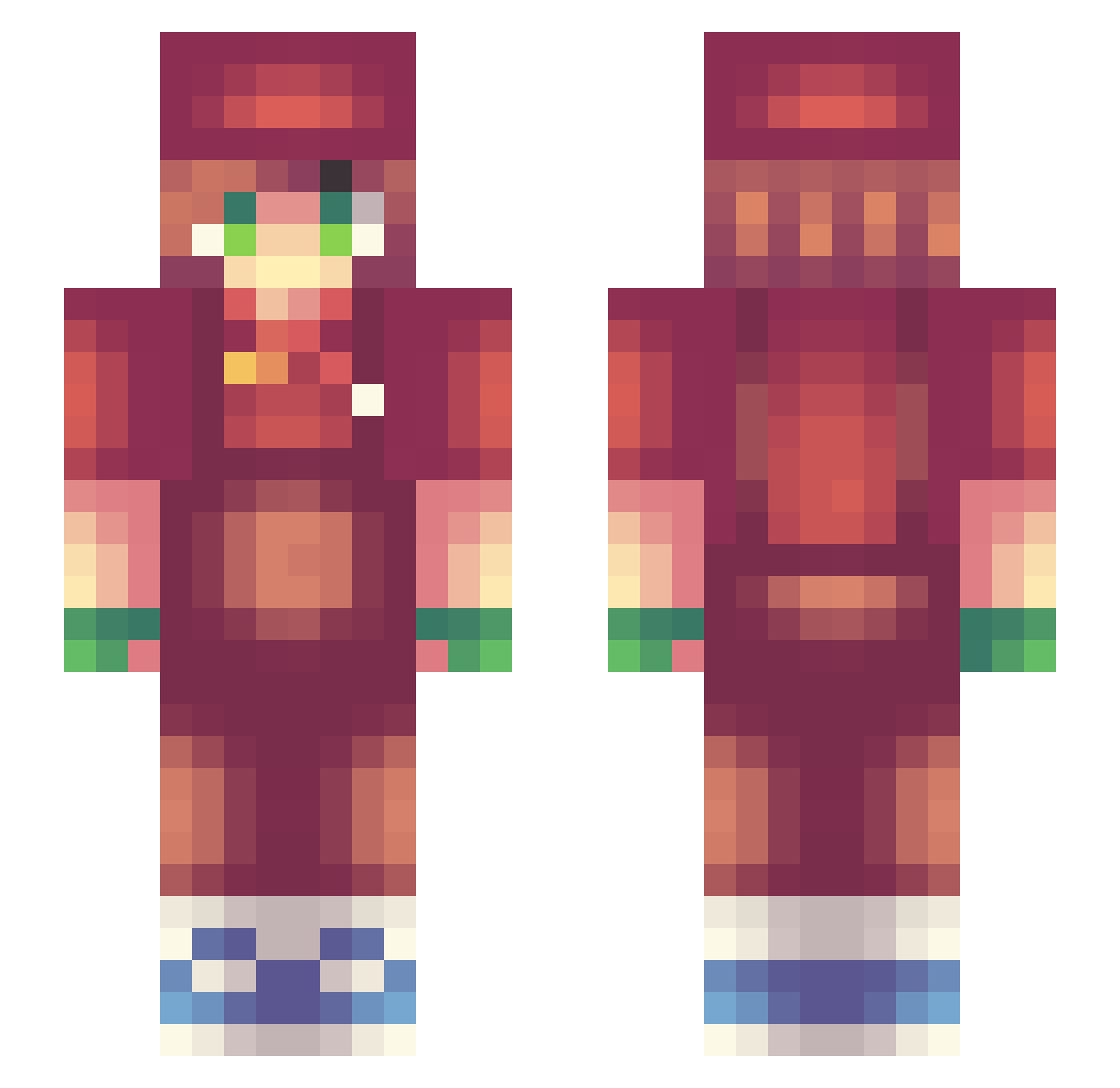 Chocobye Minecraft skin, front and back view
