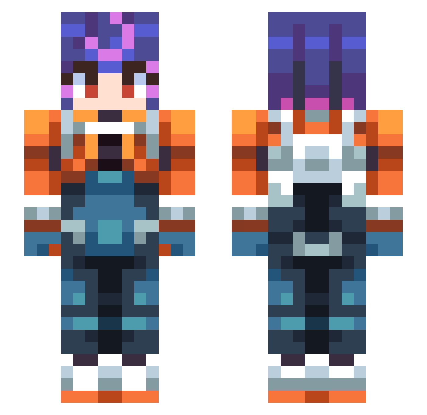 pokeitt Minecraft skin, front and back view