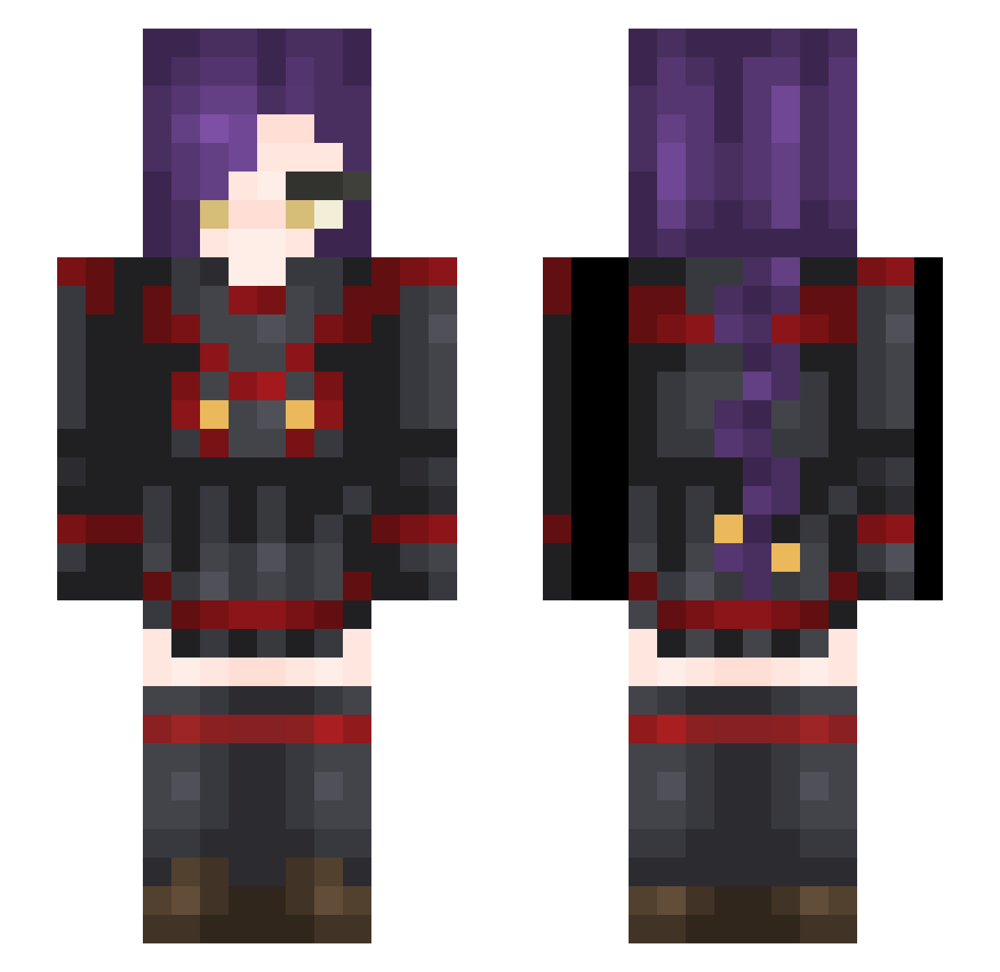 Patchouli Minecraft skin, front and back view