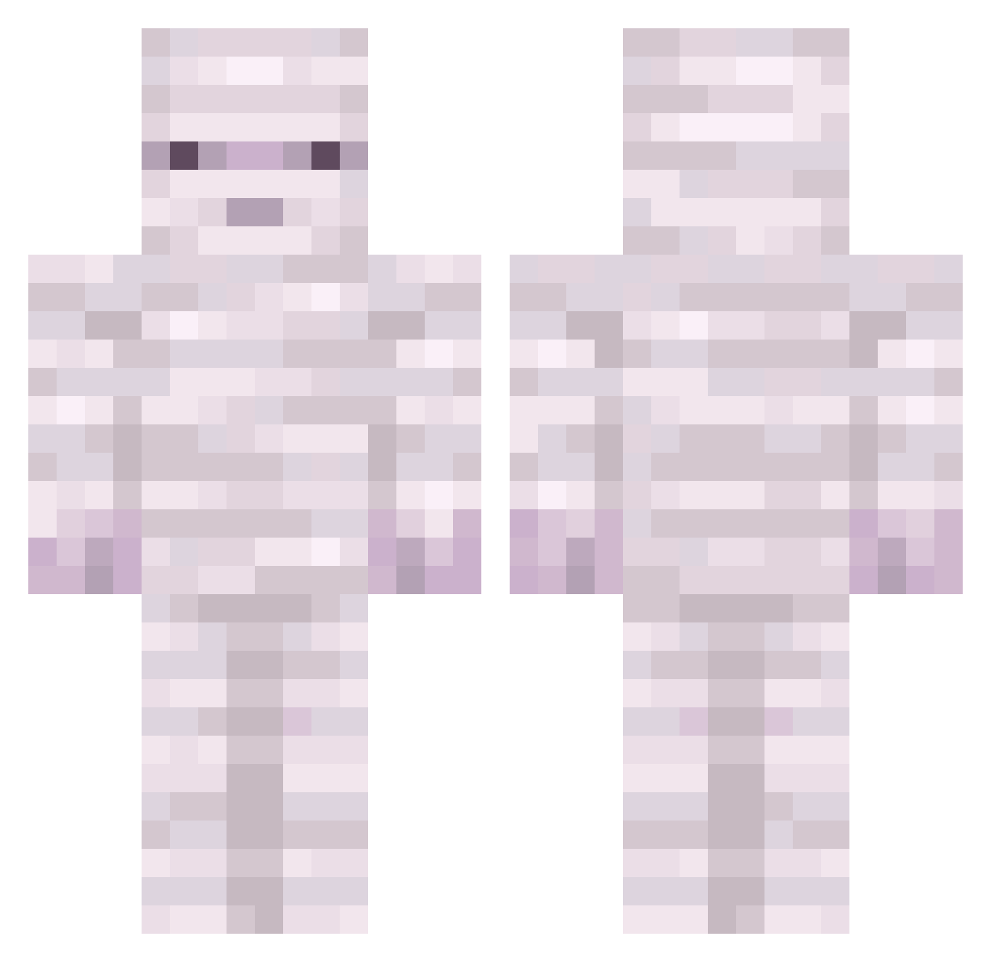 Noozer Minecraft skin, front and back view