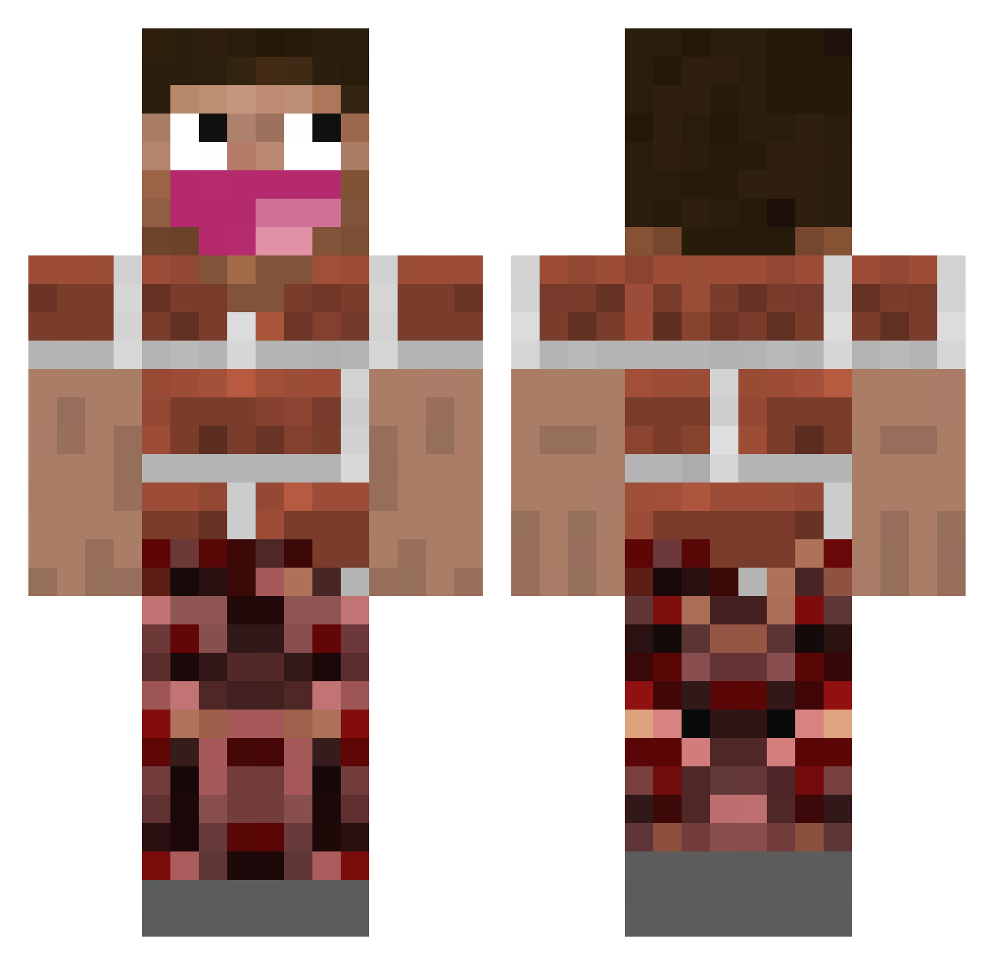 Visitants Minecraft skin, front and back view