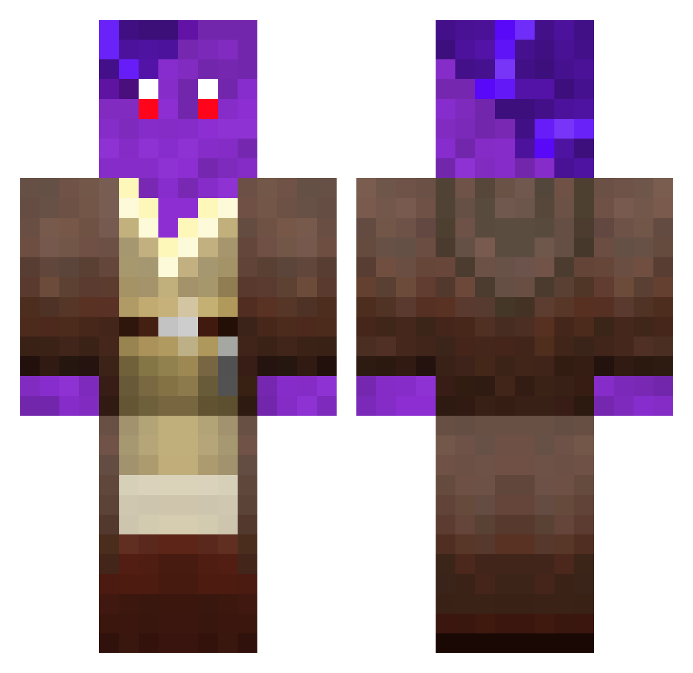 Sheldon_Clement Minecraft skin, front and back view