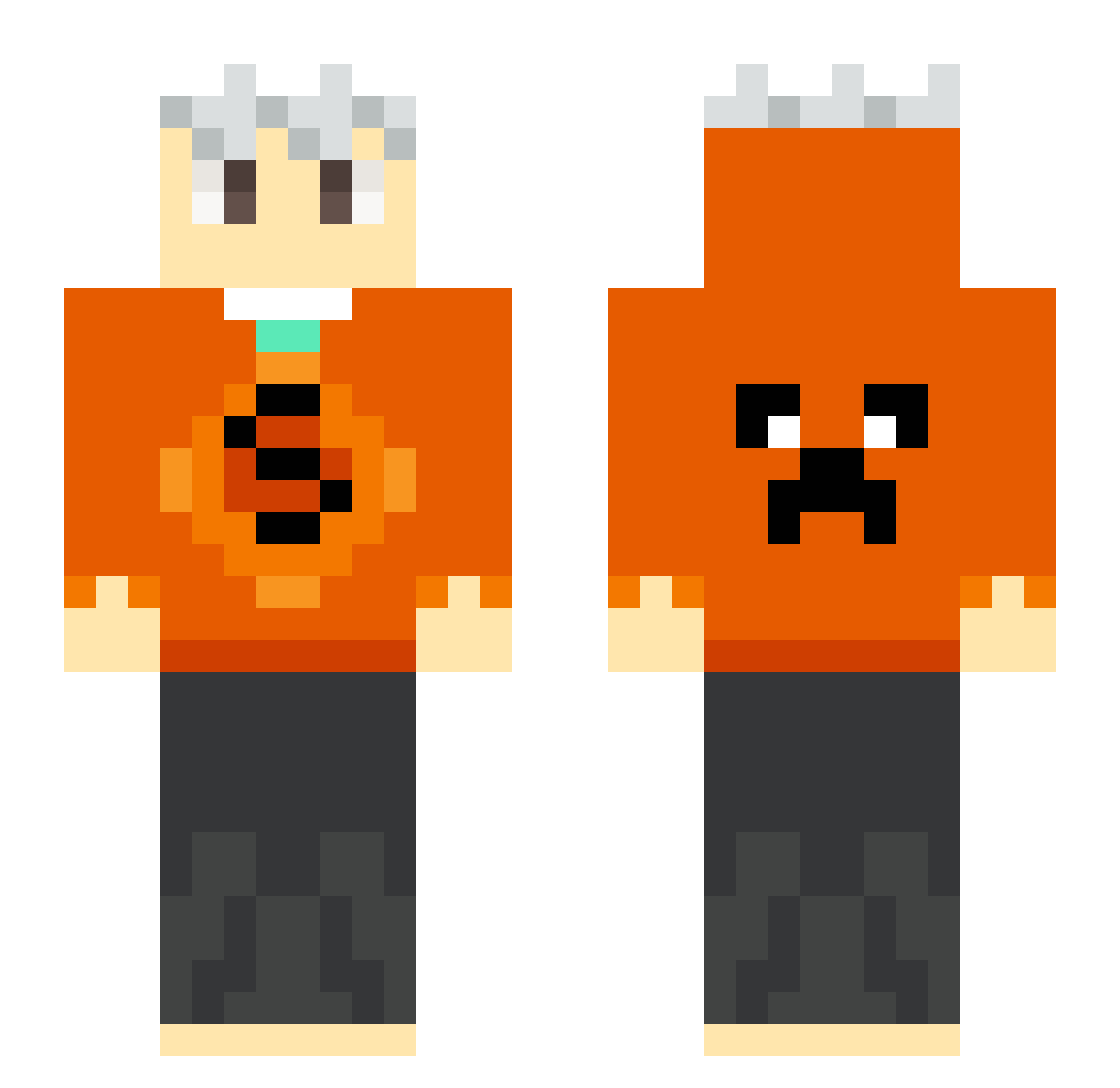 SquishyHB Minecraft skin, front and back view
