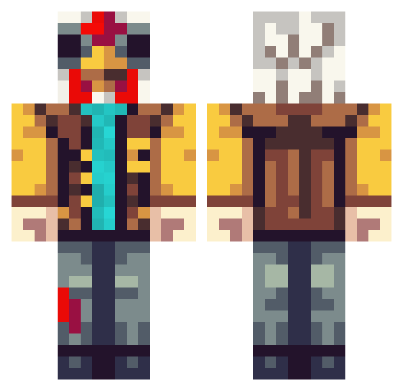 mckirty Minecraft skin, front and back view